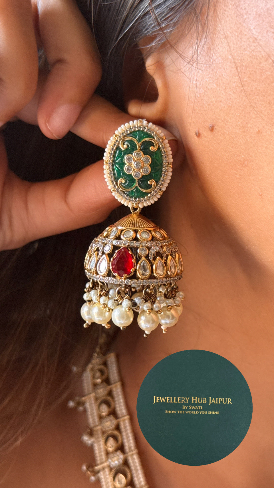 Real gold, Tribhuvan Das Zaveri, inspire Meena Kari Emerald and Ruby Ranihaar