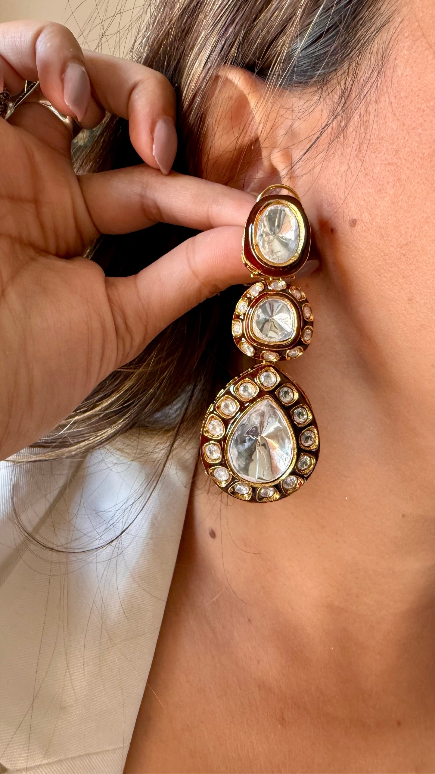 Ruby meenakari polki earrings
