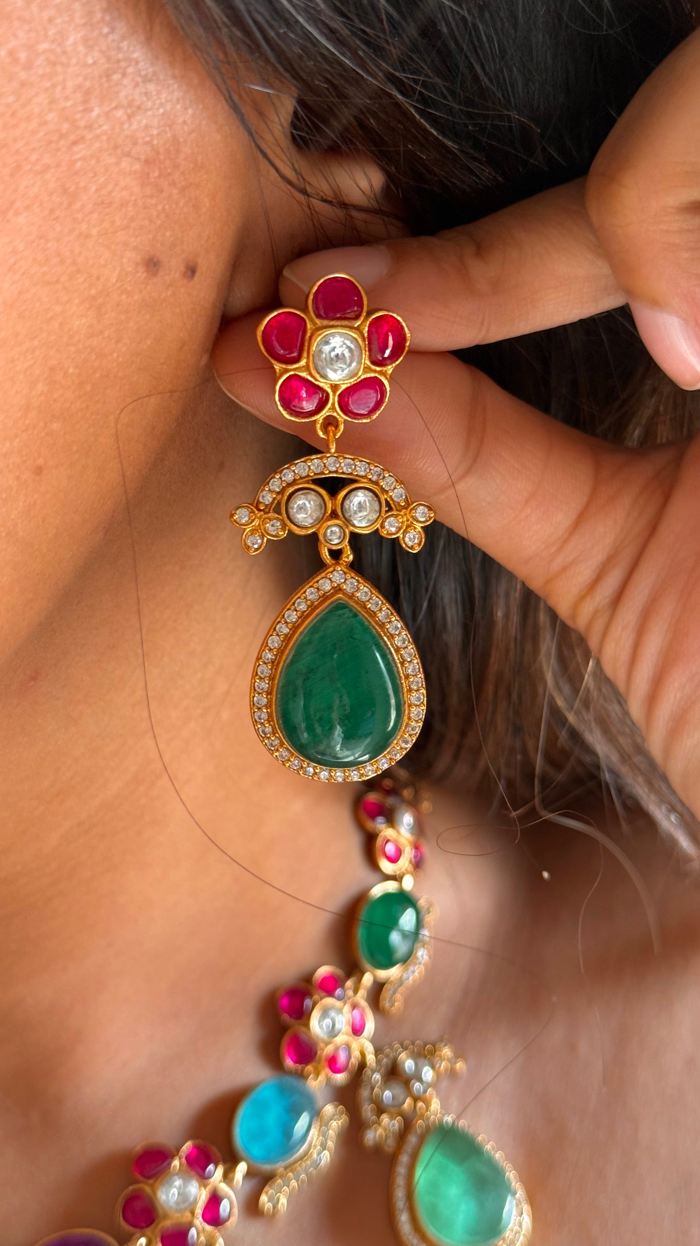 Amrapali inspired mixed stone collar necklace