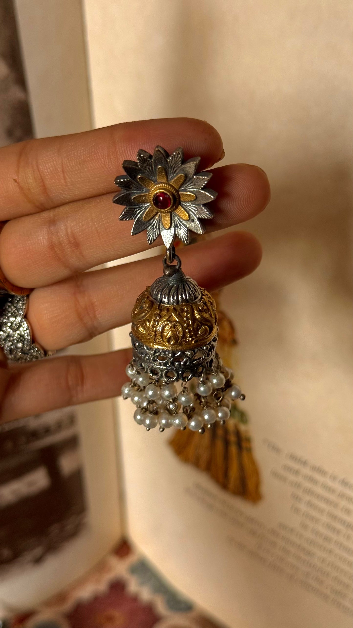 Ruby floral garo tribal earrings