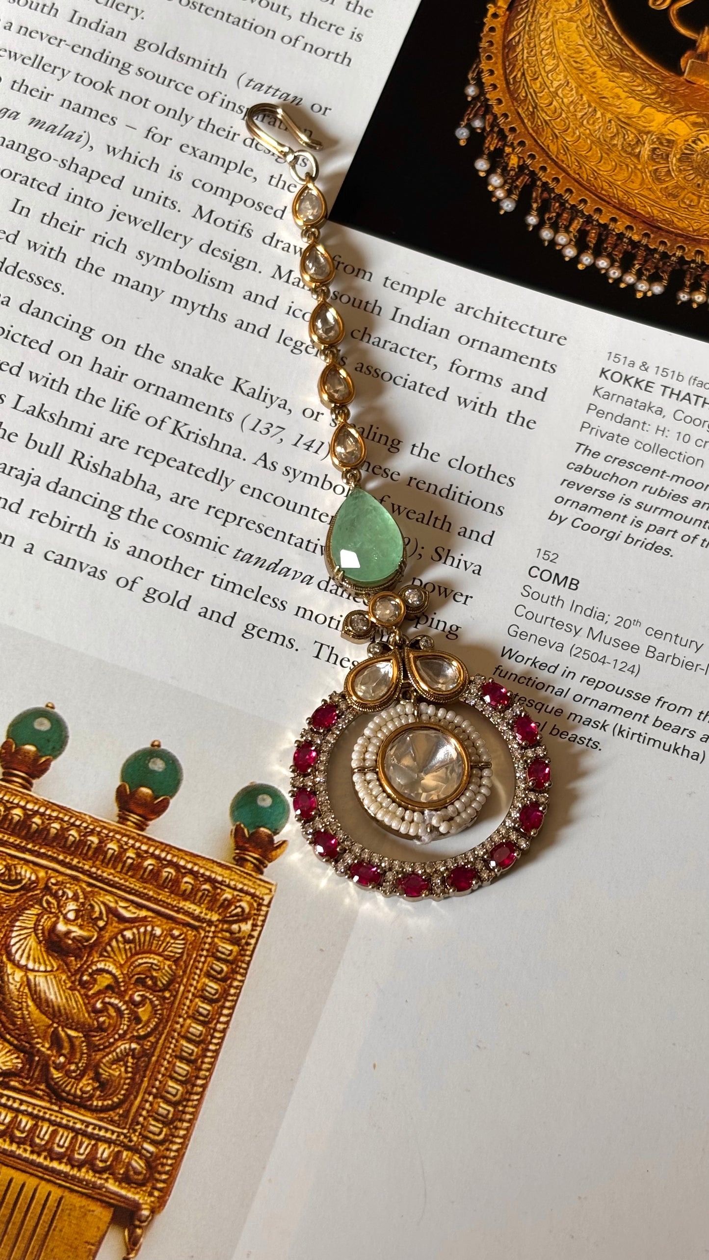 Mint & ruby moissanite Mangtika