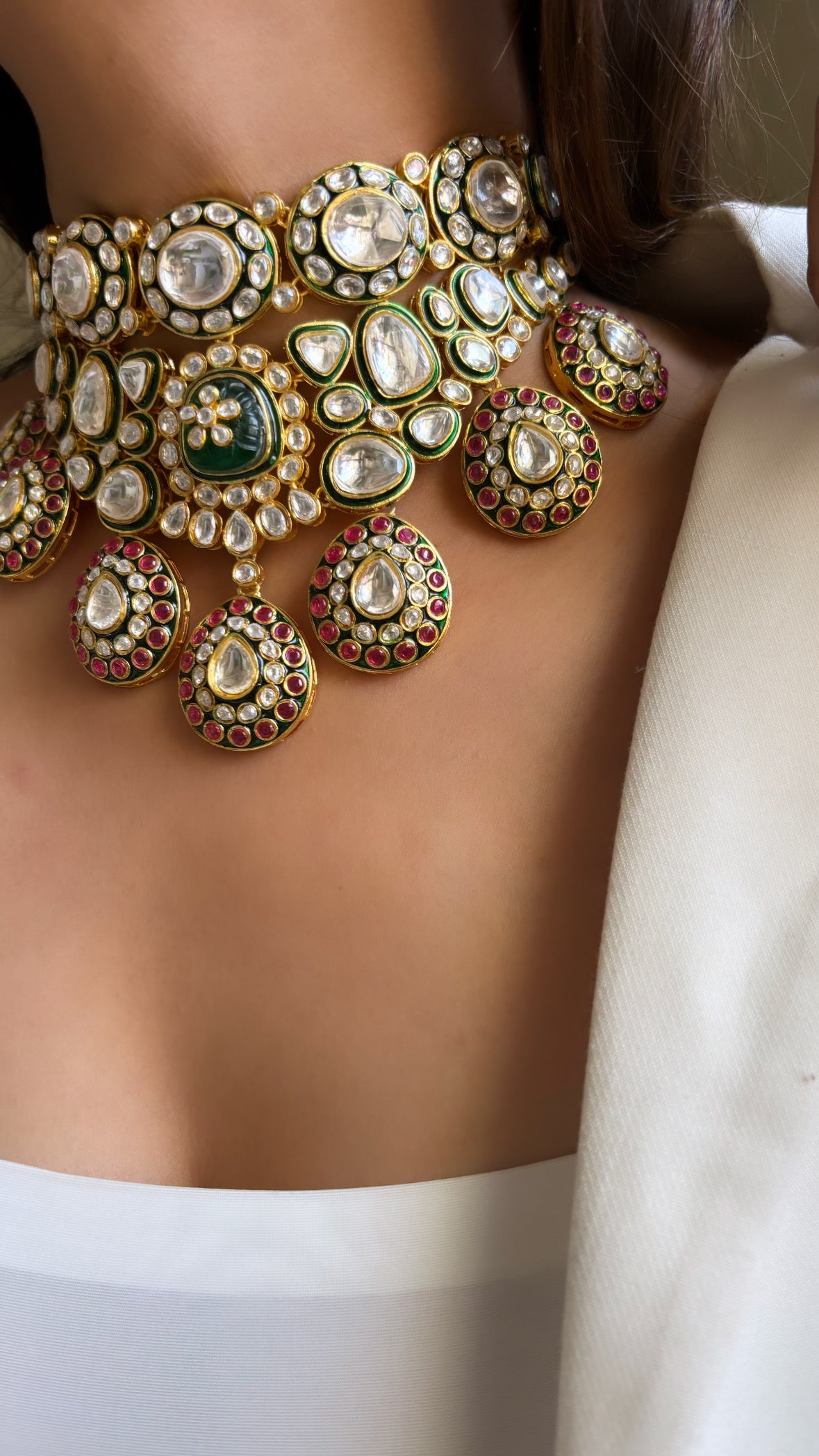 Uncut Polki meenakari choker