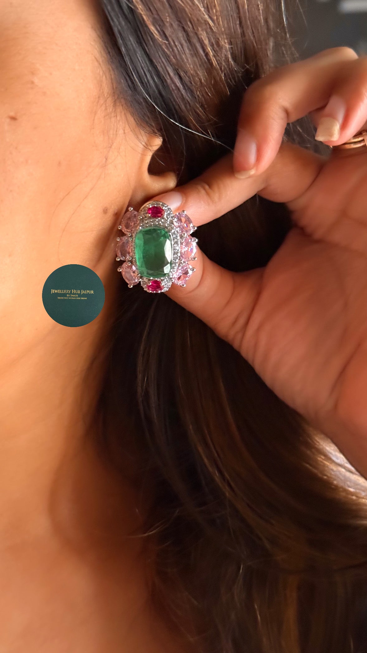 Mint doublet & rani pink moissanite polki designer choker set
