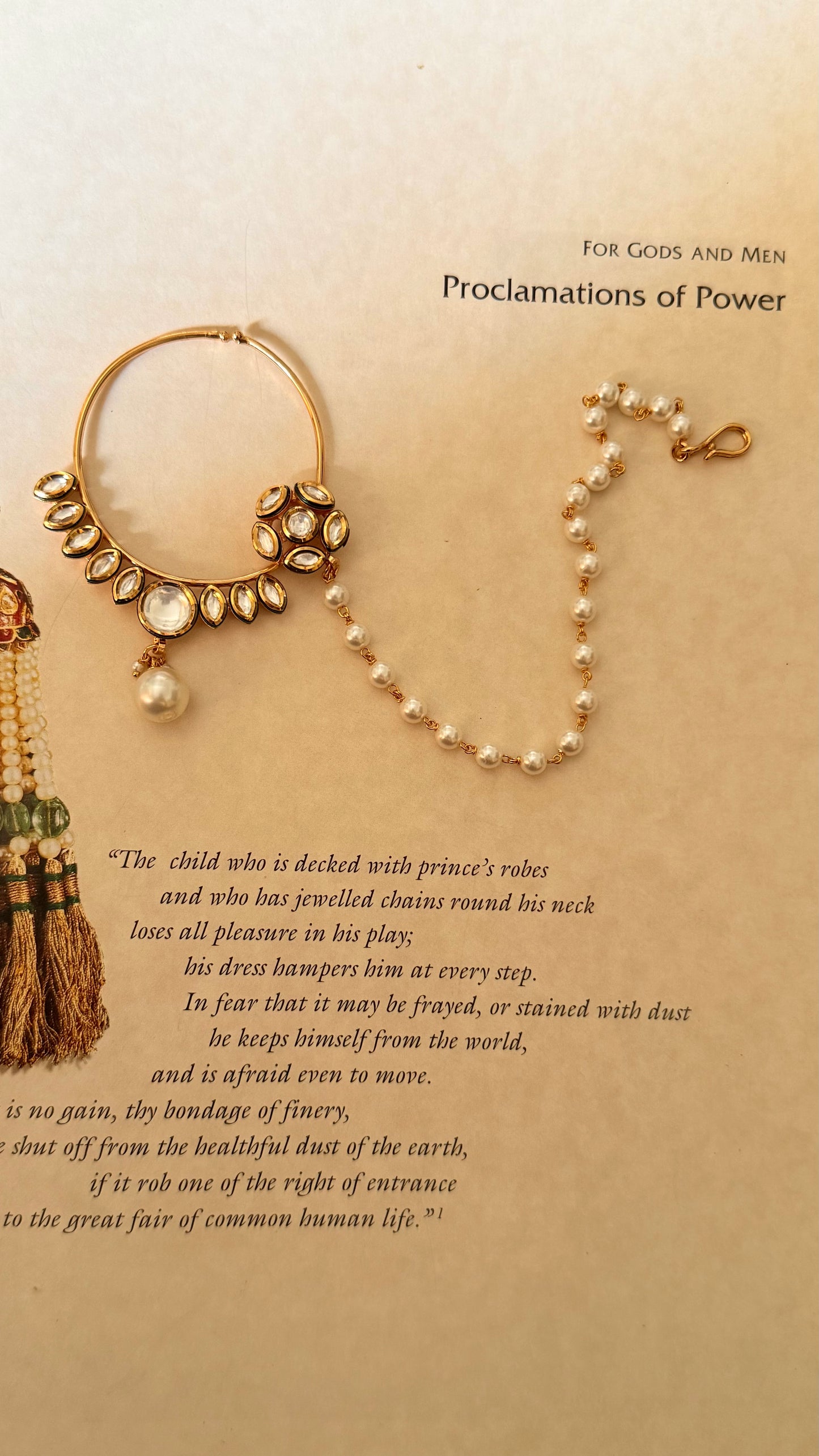 floral moissanite pearl drop nath