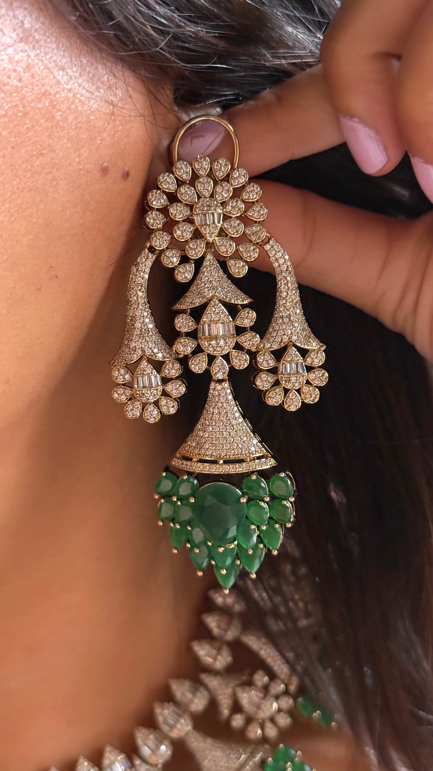 Emerald doublet leaf designer Necklace