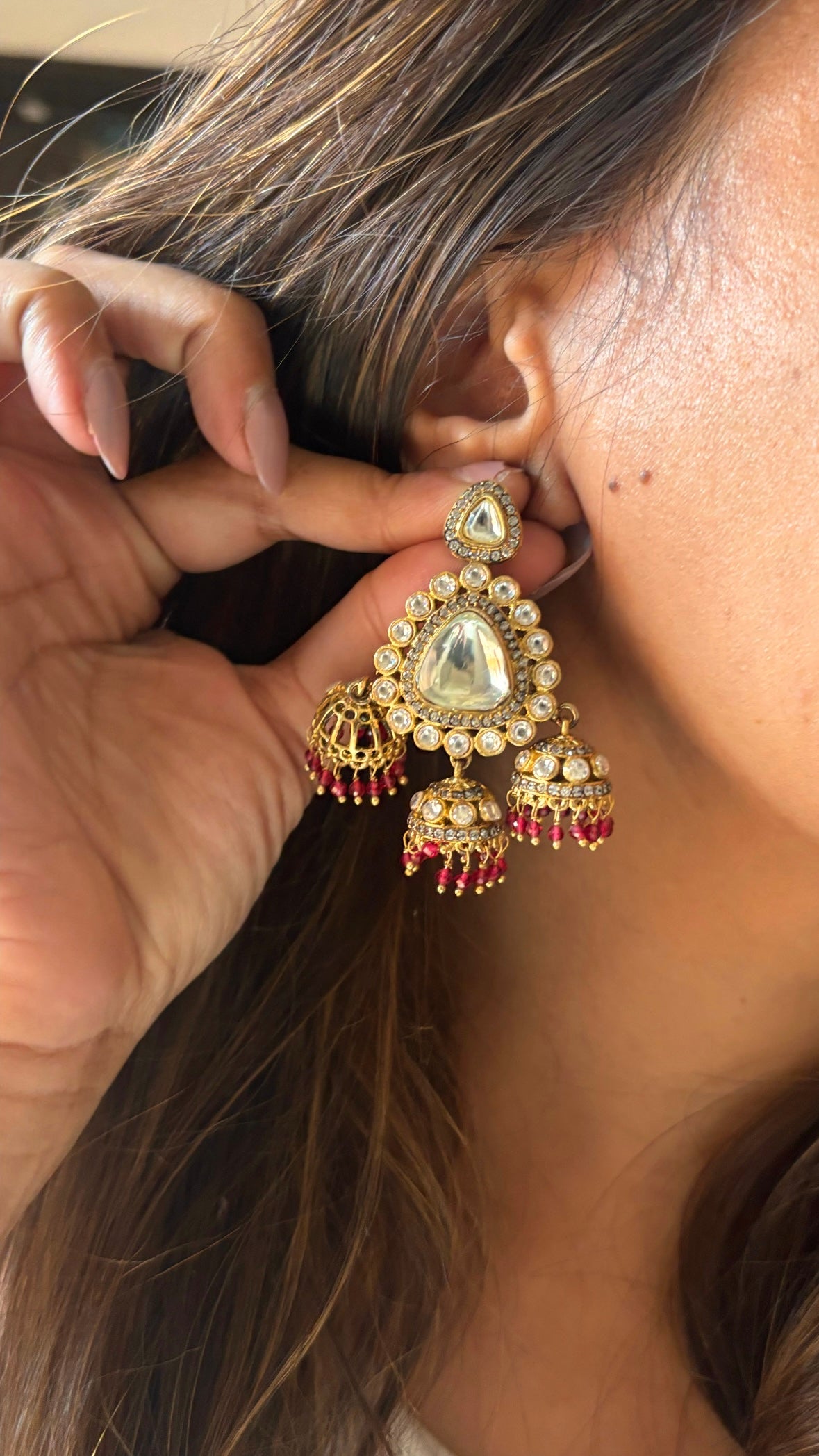 Ruby tripple jhumki