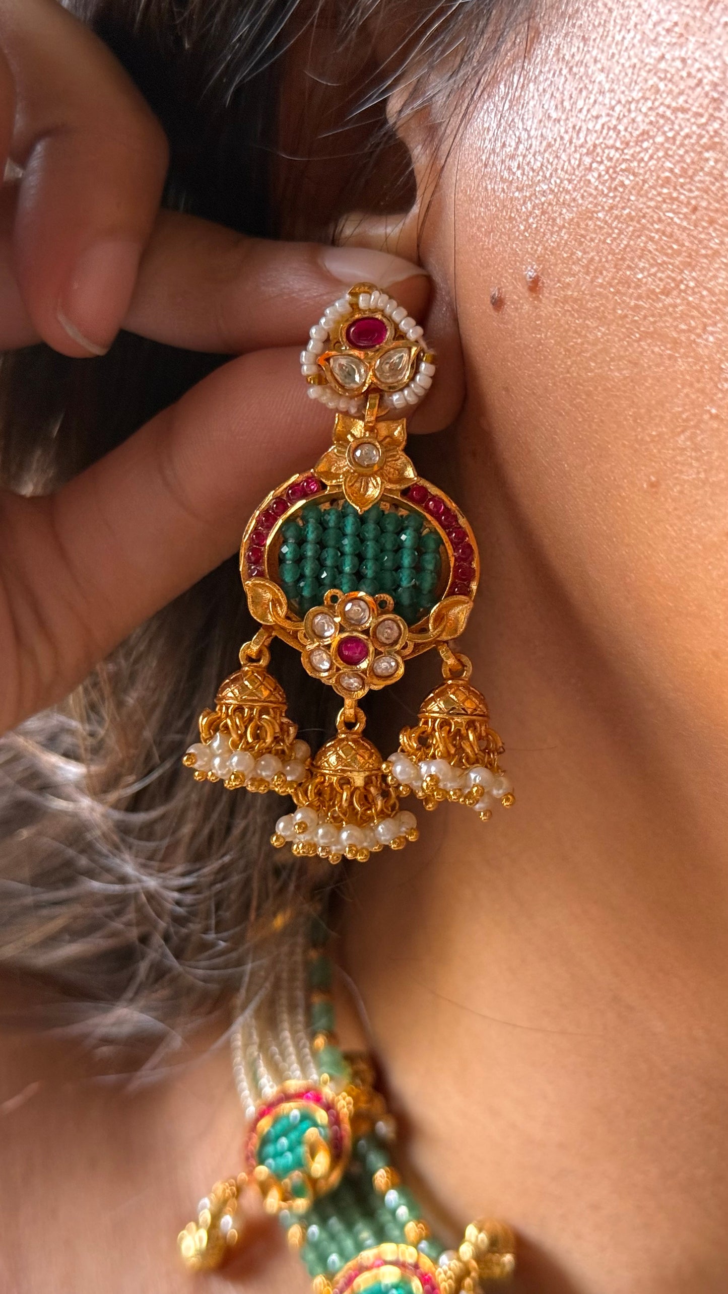 Lord radha krishna inspired temple Necklace