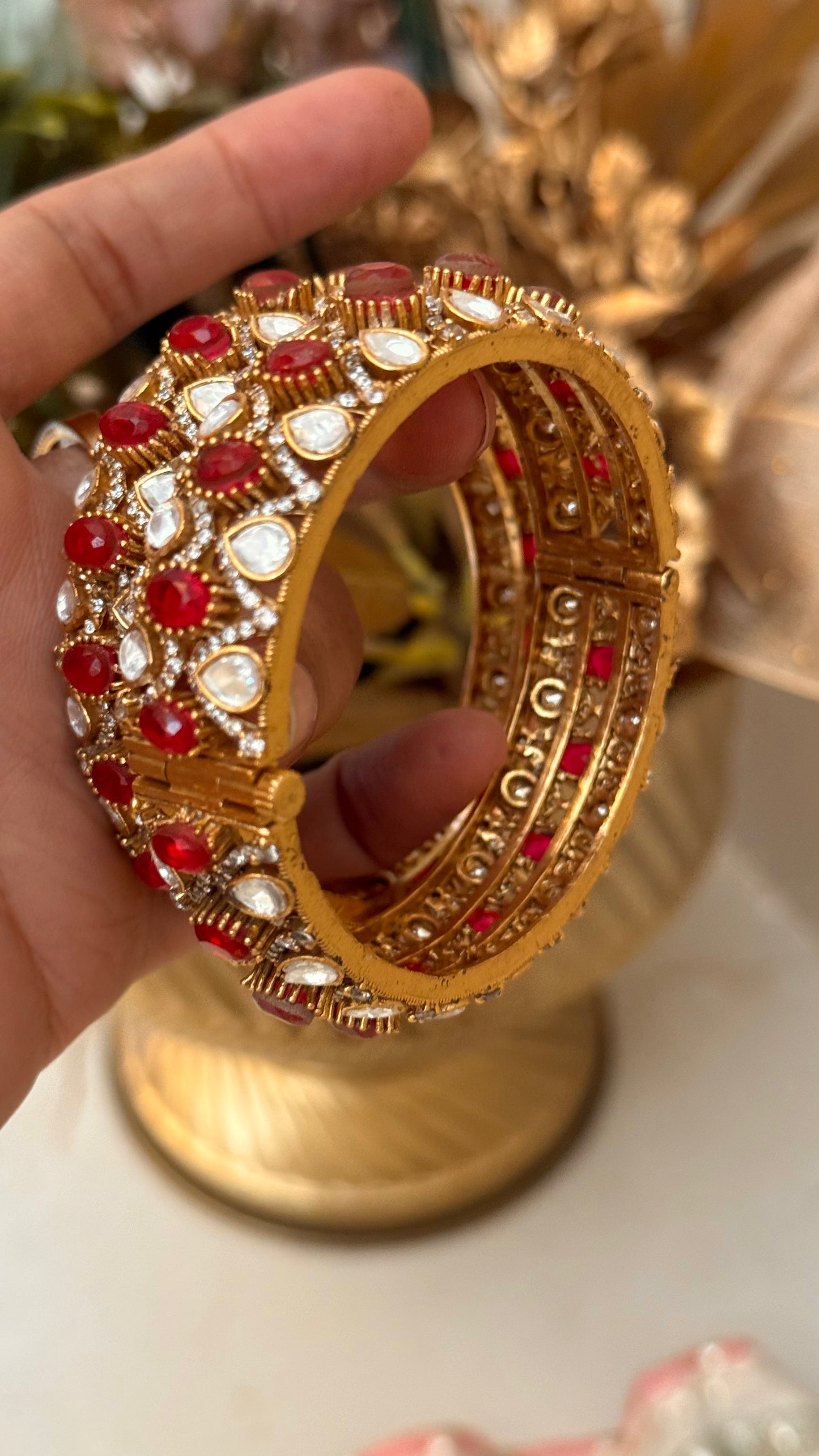 Ruby Moissanite Victorian Bangles