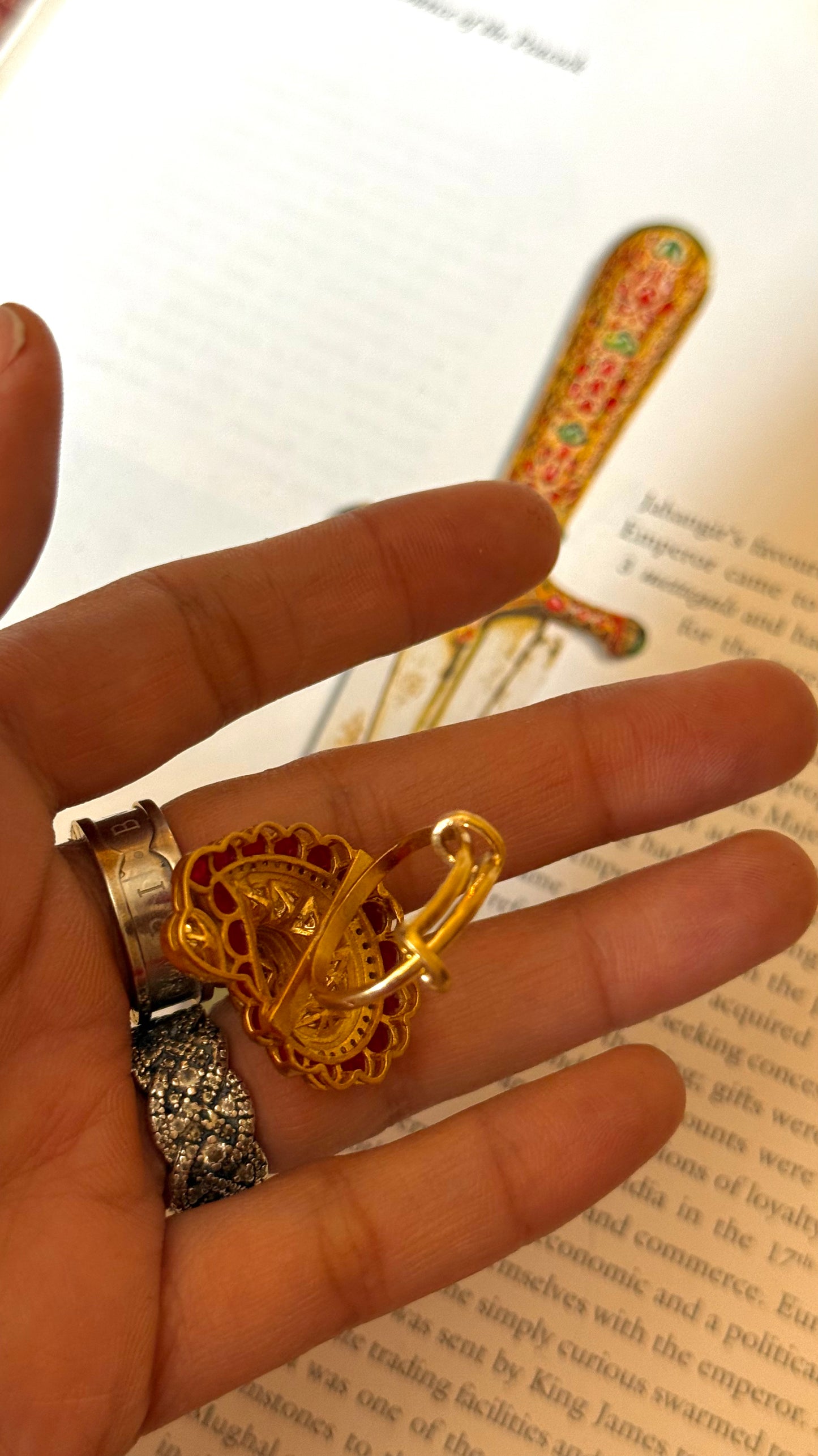 Ruby takkar peeli polki madhubani ring