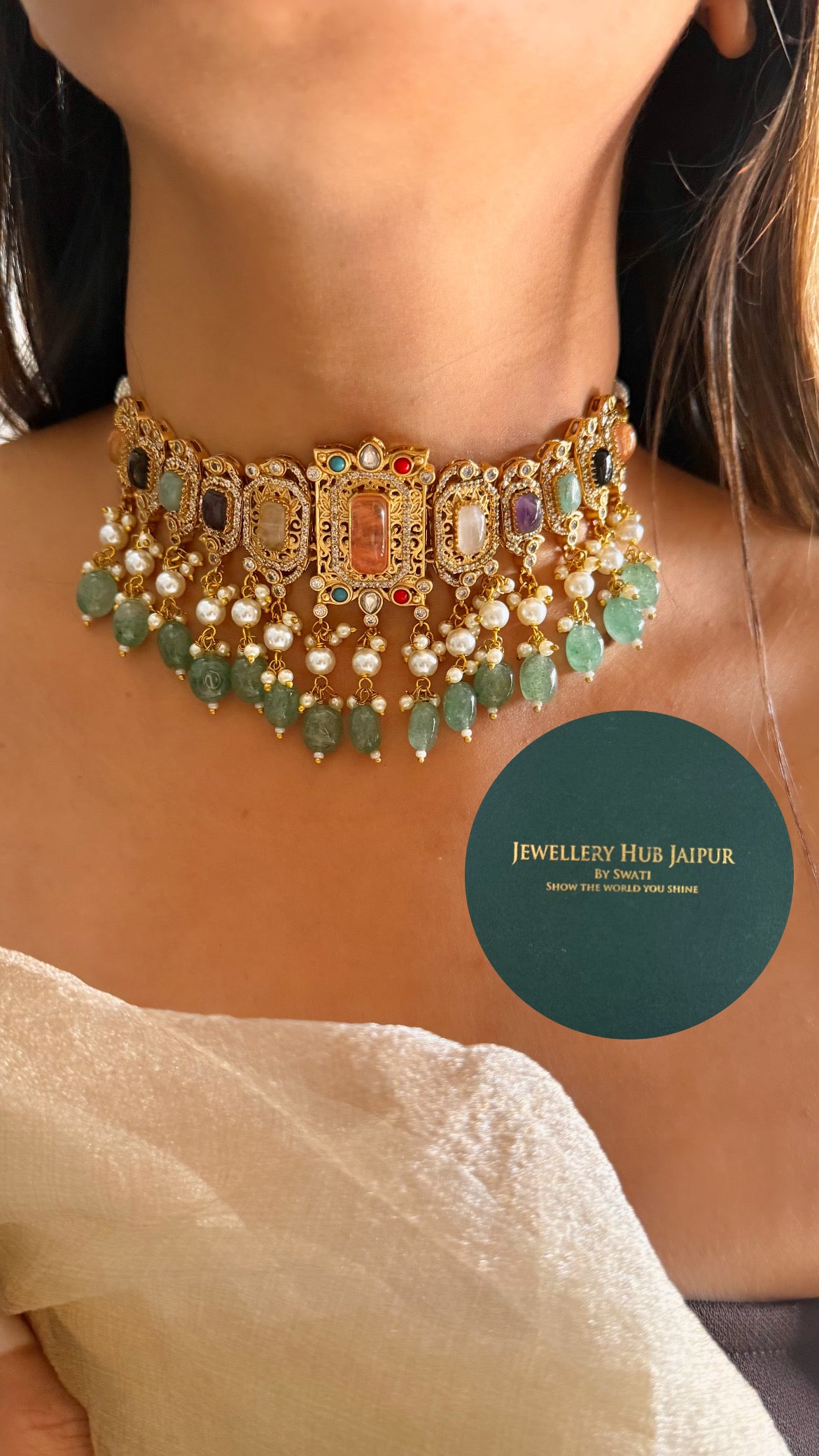 Navratna doublet designer choker set