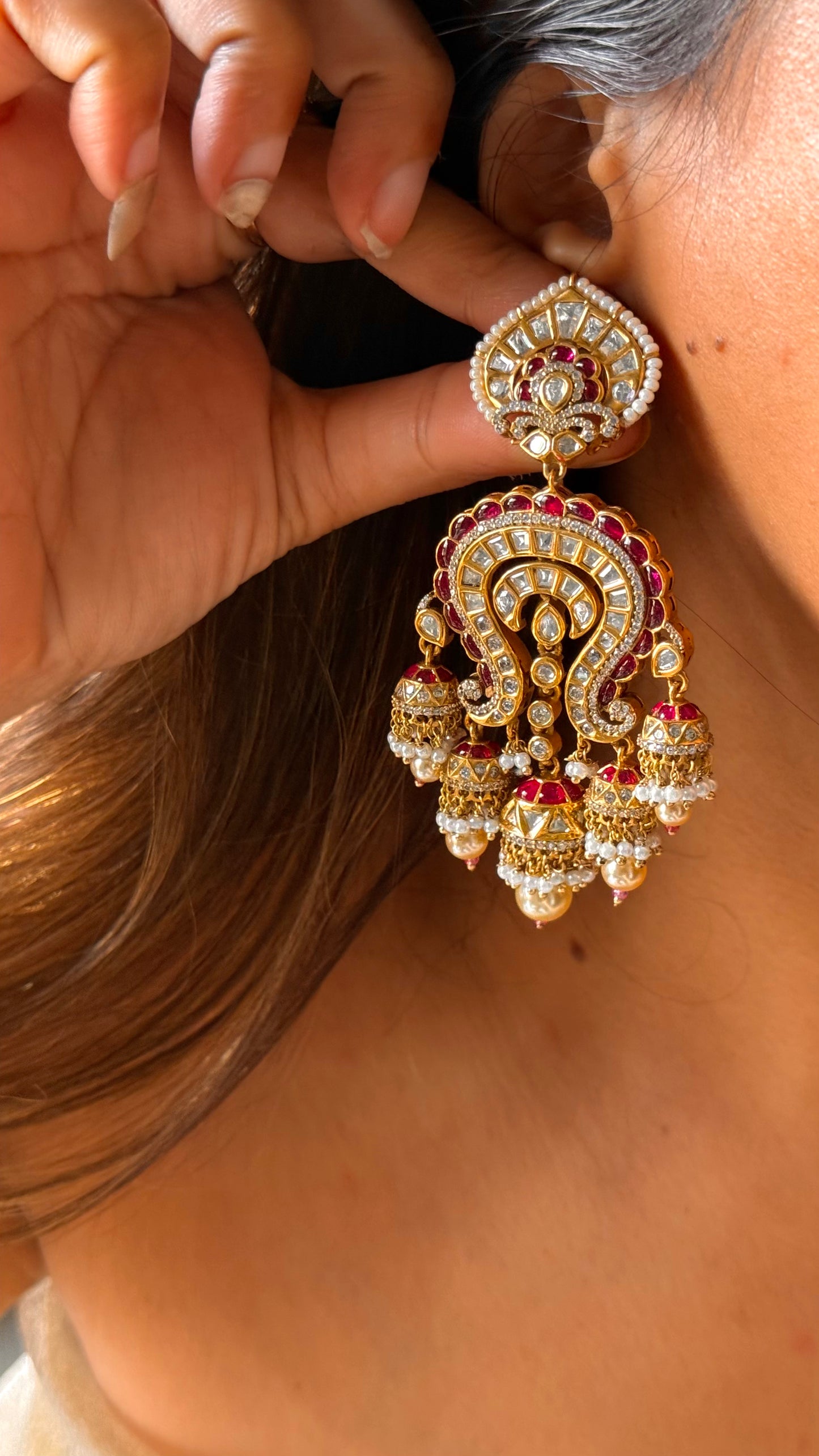 Ruby heritage panch jhumki danglers