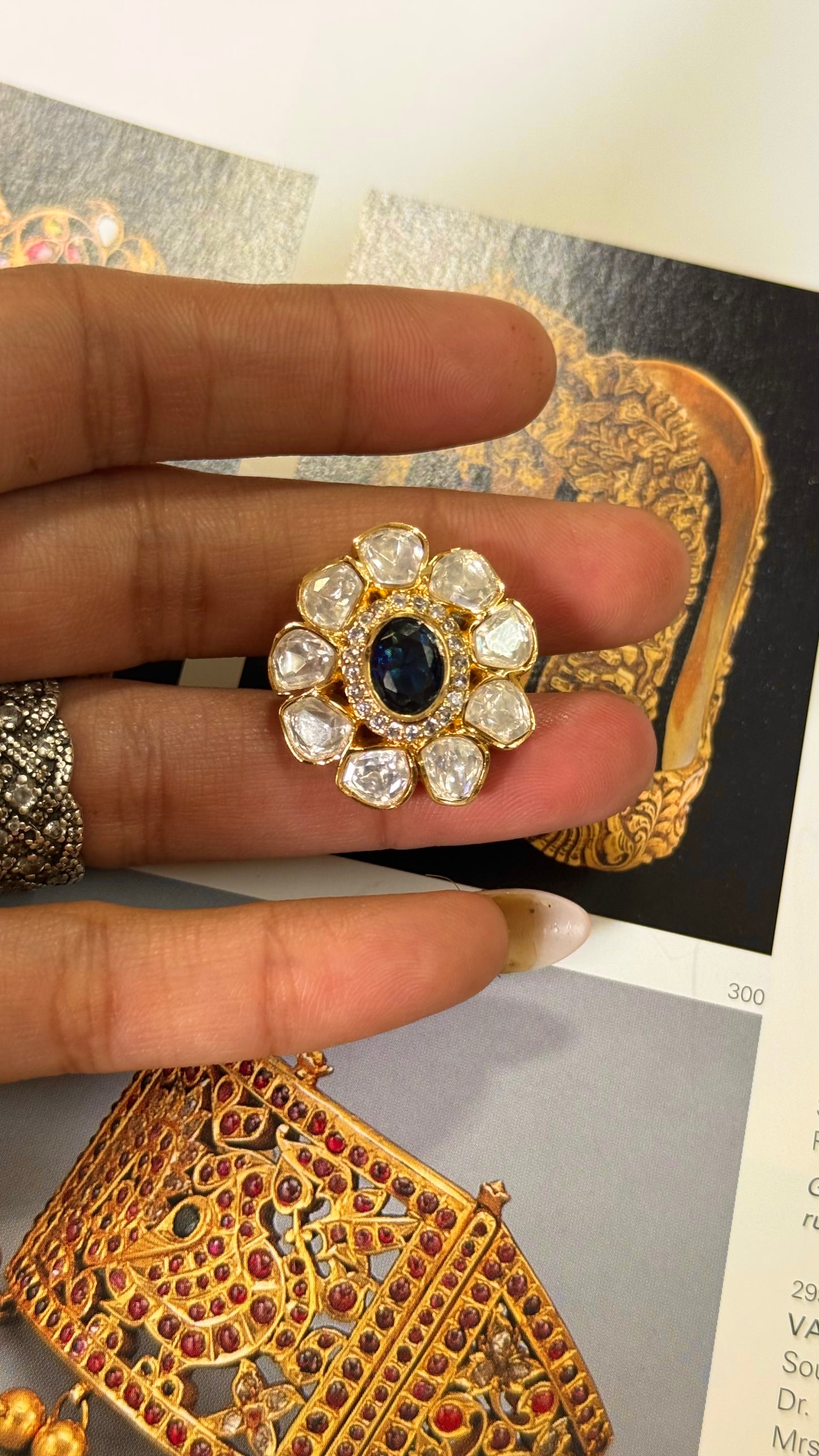 Sapphire doublet real moissanite ring