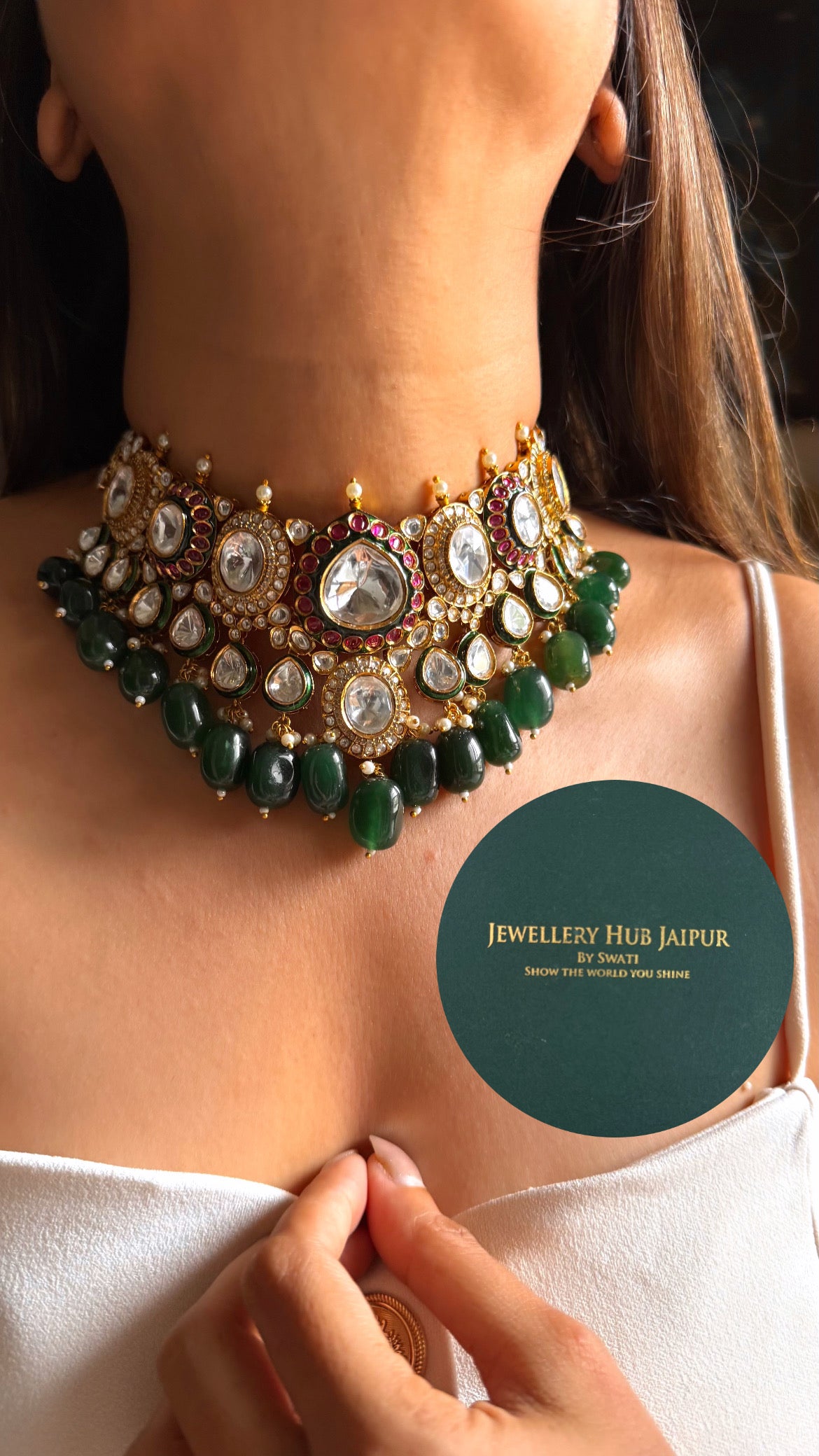 Yatika Emerald meenakari & ruby polki choker