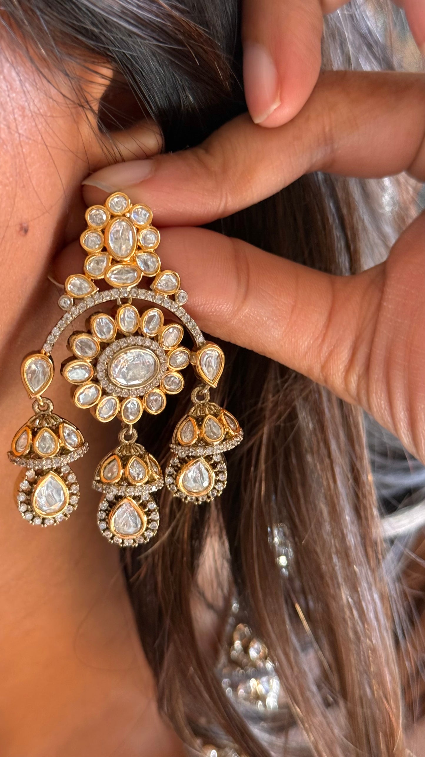 Moissanite polki bridal set combo