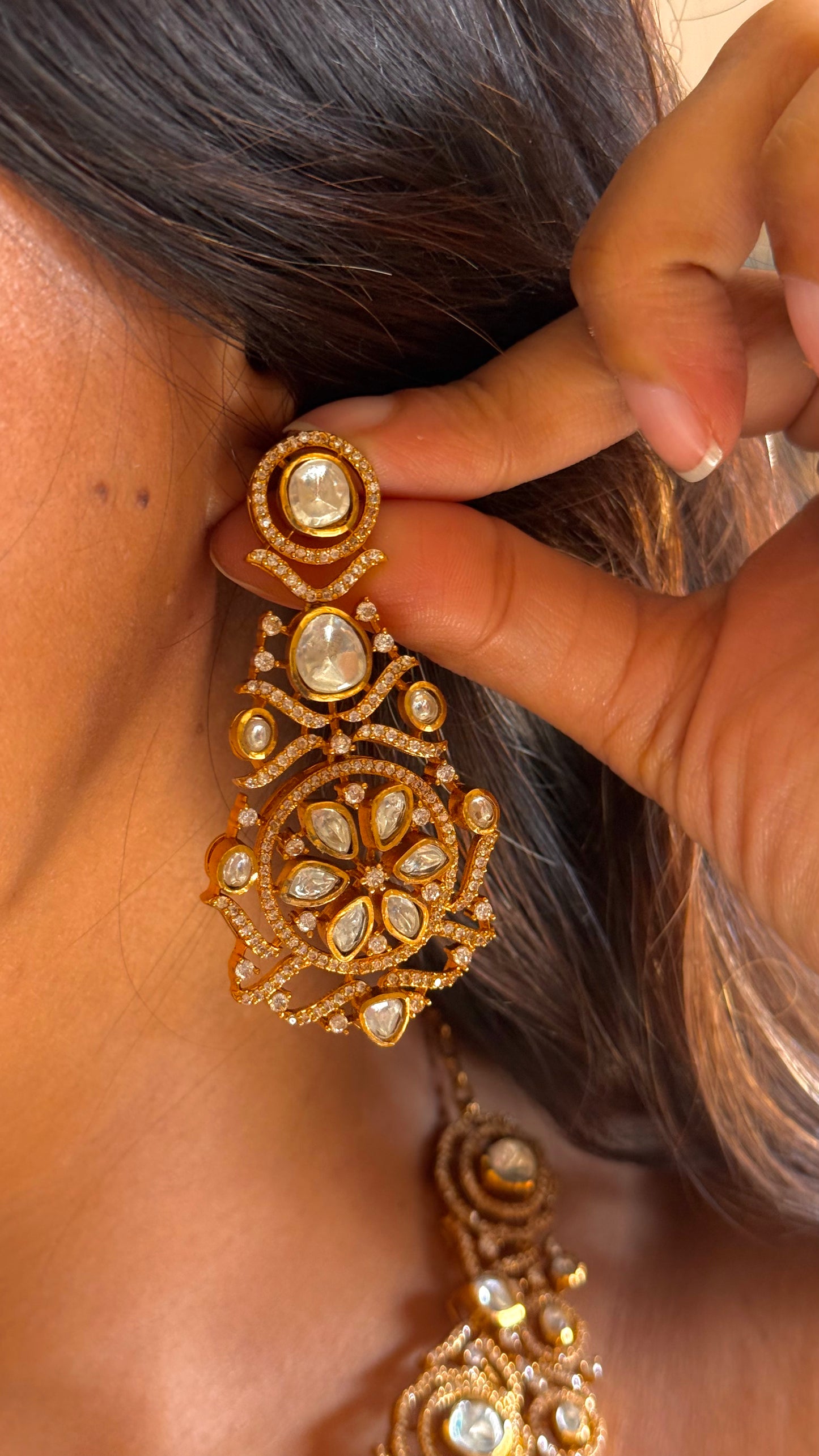 Victorian moissanite polki designer necklace