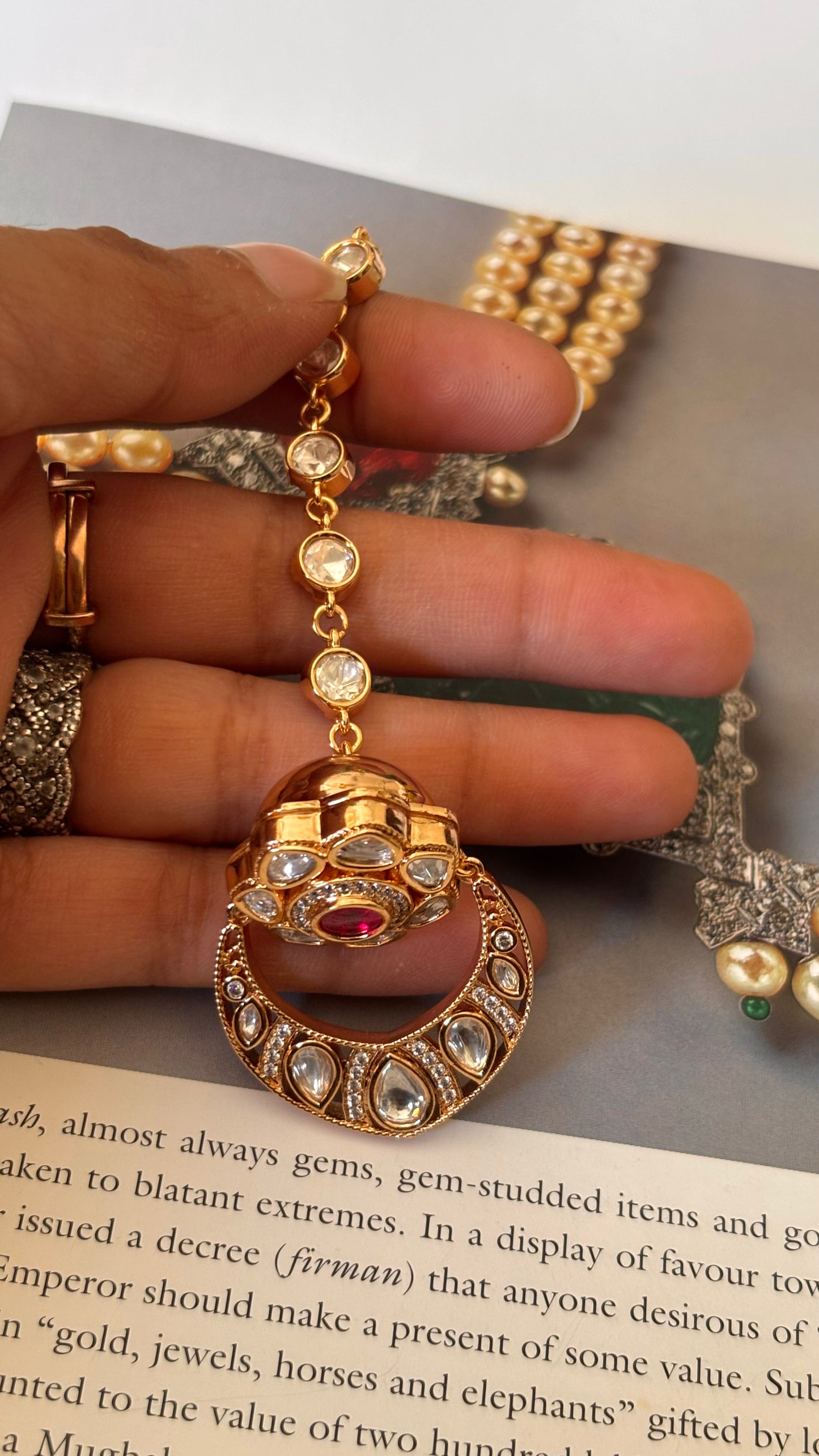 Ruby floral chandbali borla