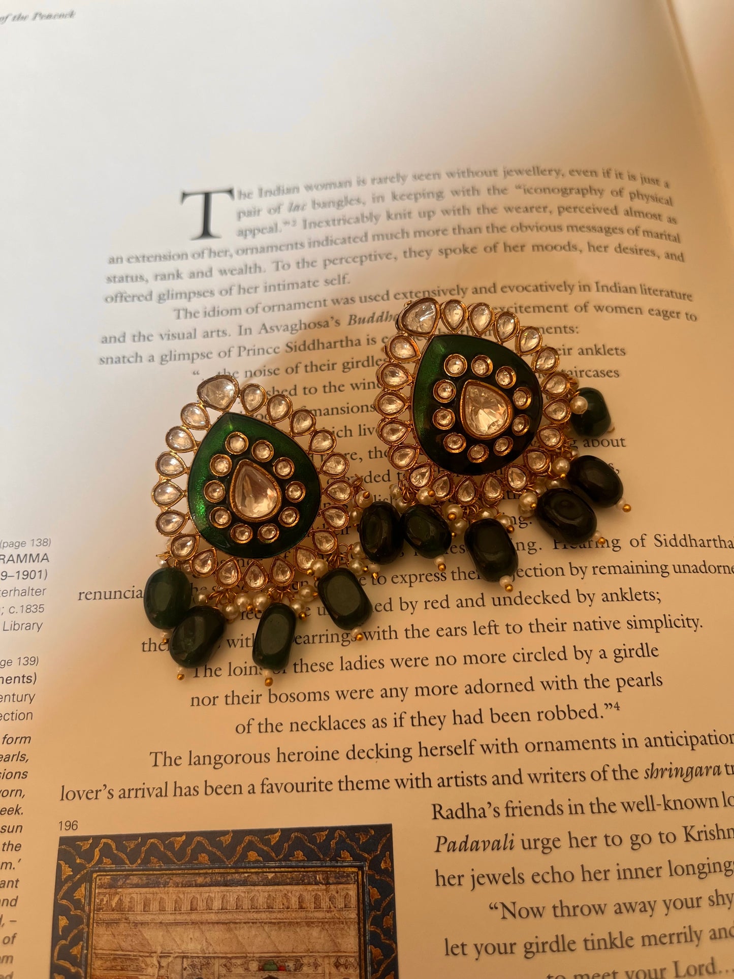Emerald meenakari polki studs