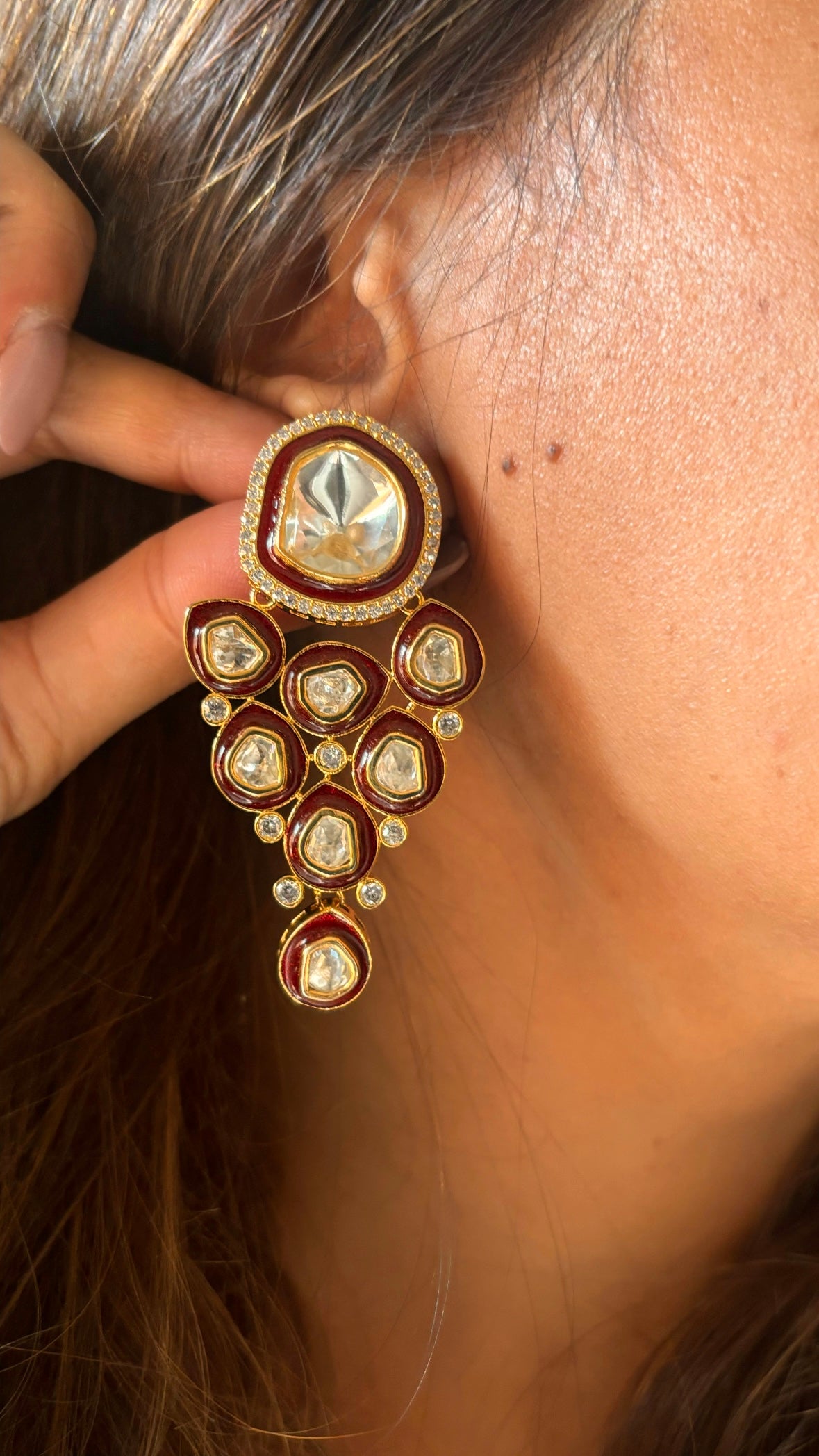 Uncut ruby meenakari danglers