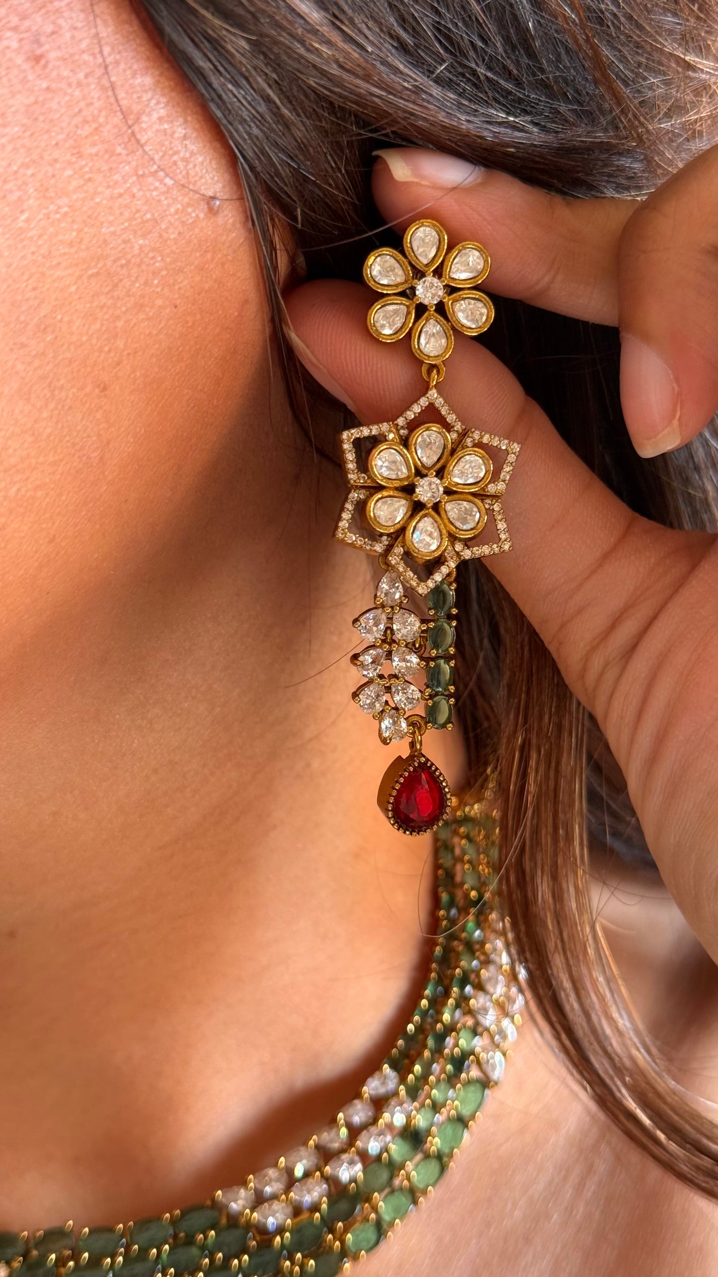 ruby & emerald designer necklace