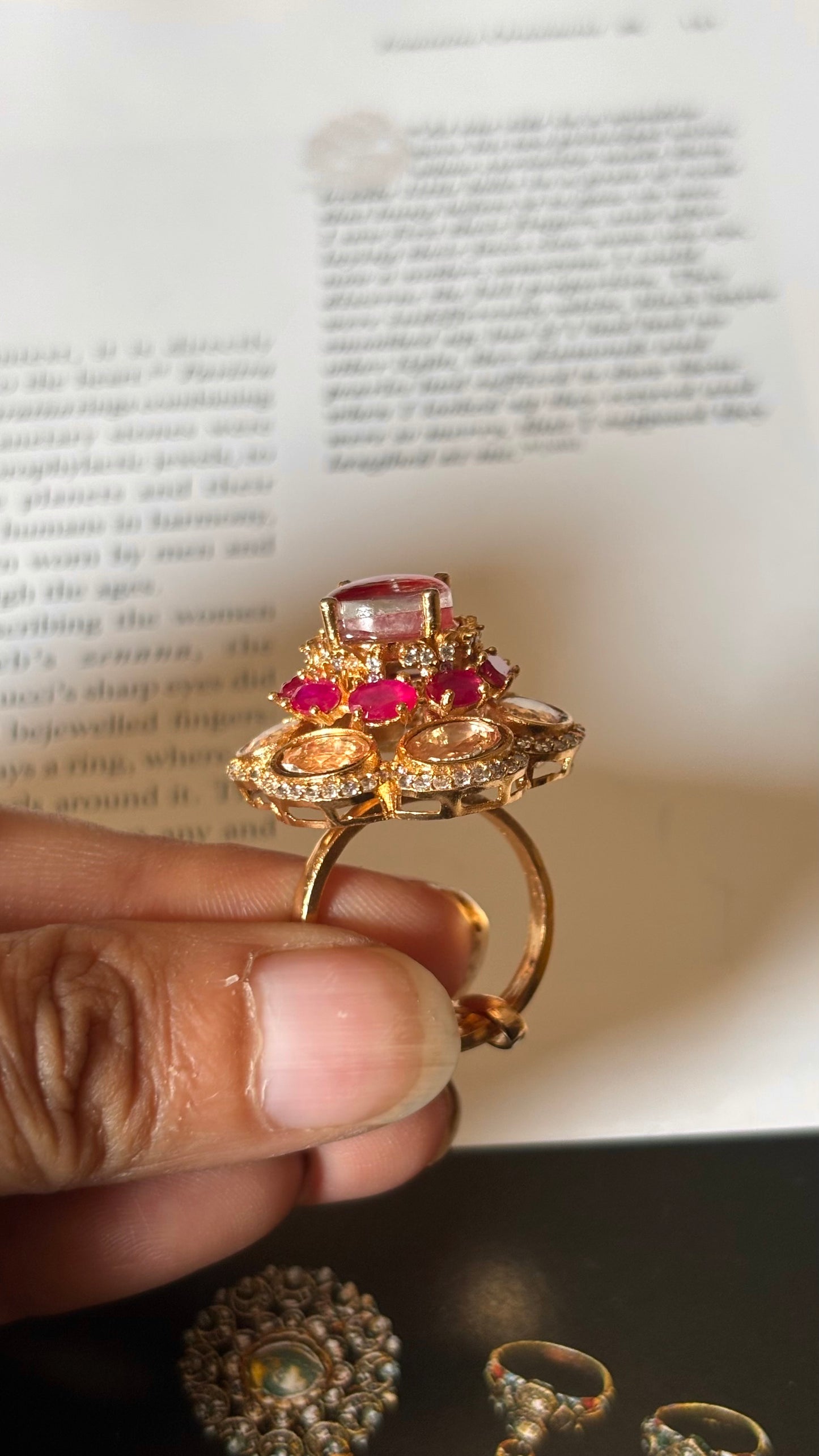 Ruby floral pattern Ring