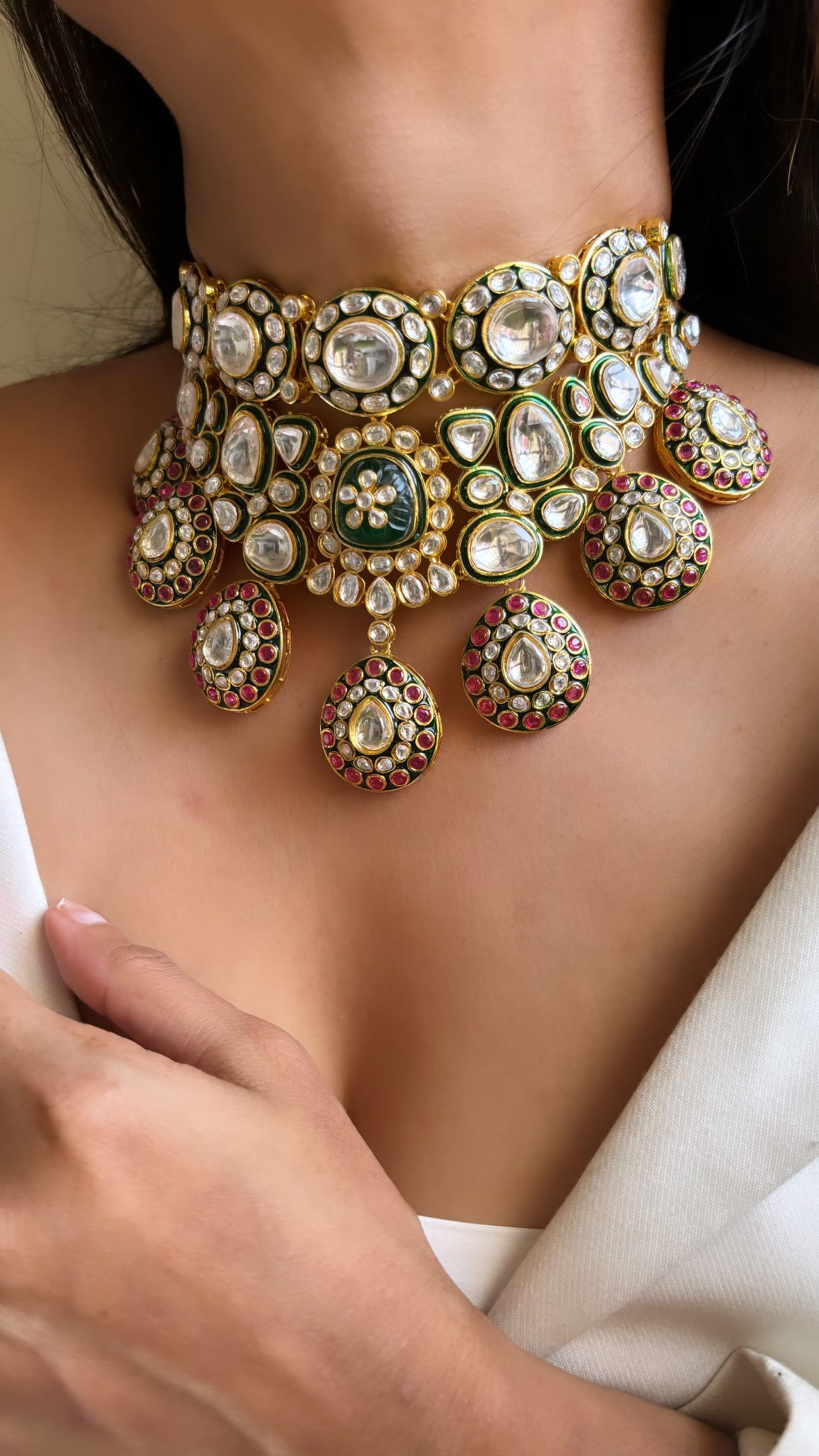 Uncut Polki meenakari choker