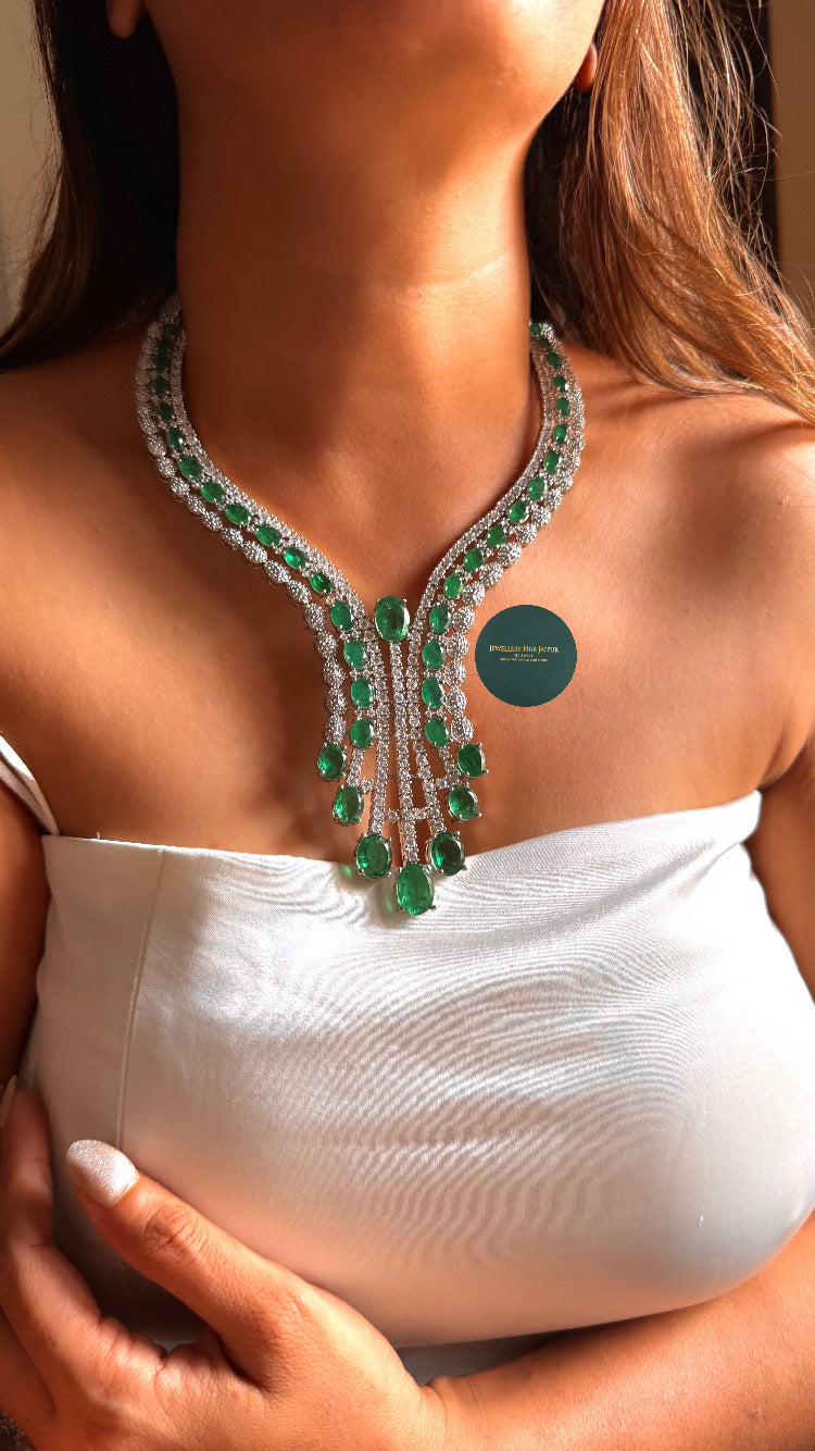 Emerald doublet collar designer diamond set