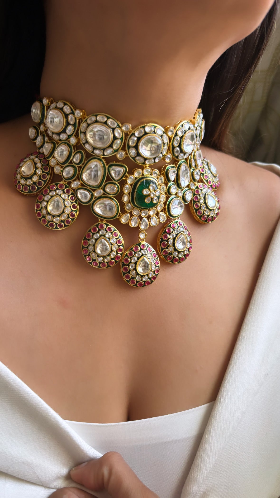 Uncut Polki meenakari choker