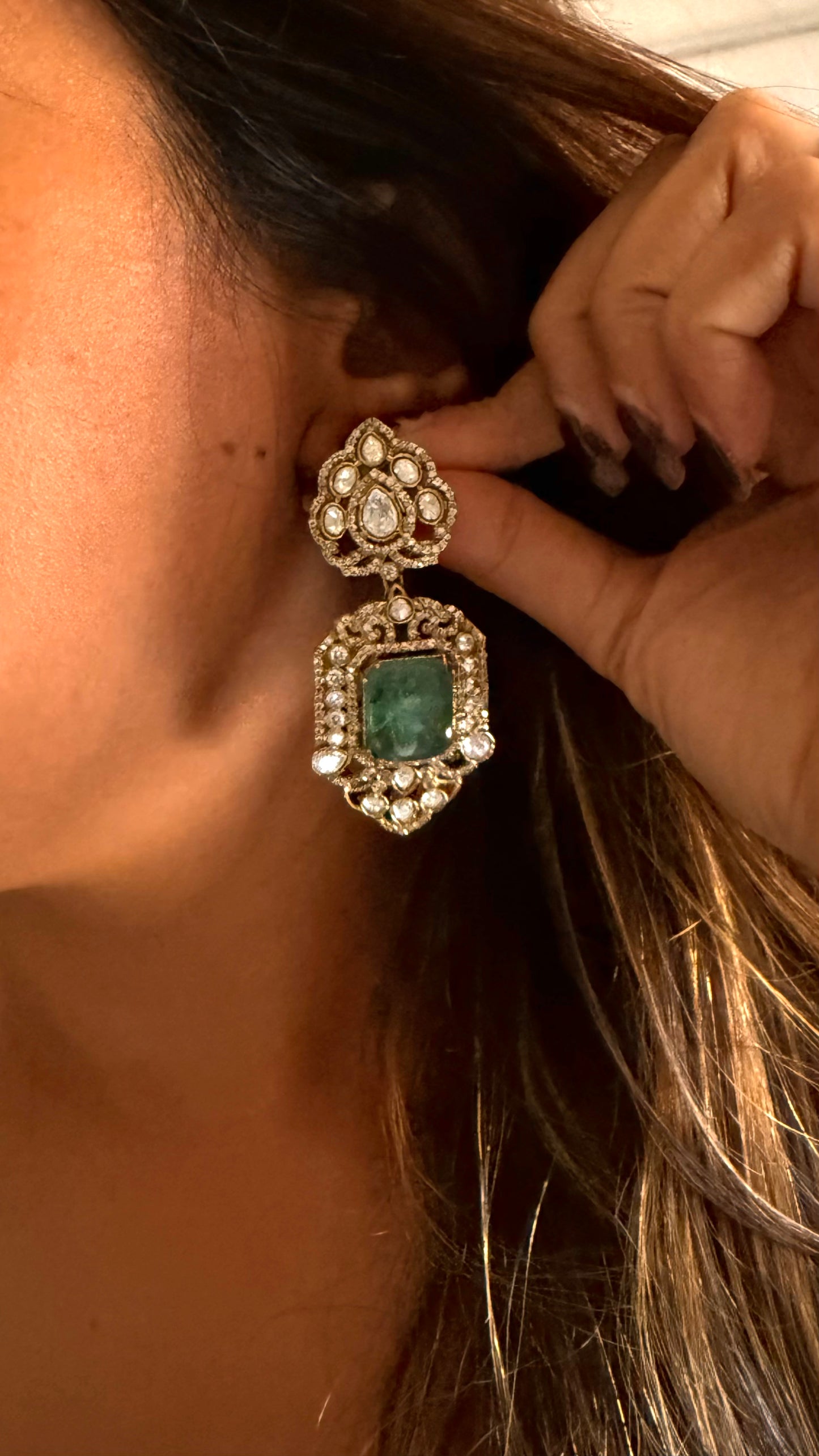 Mint doublet moissanite uncut polki set