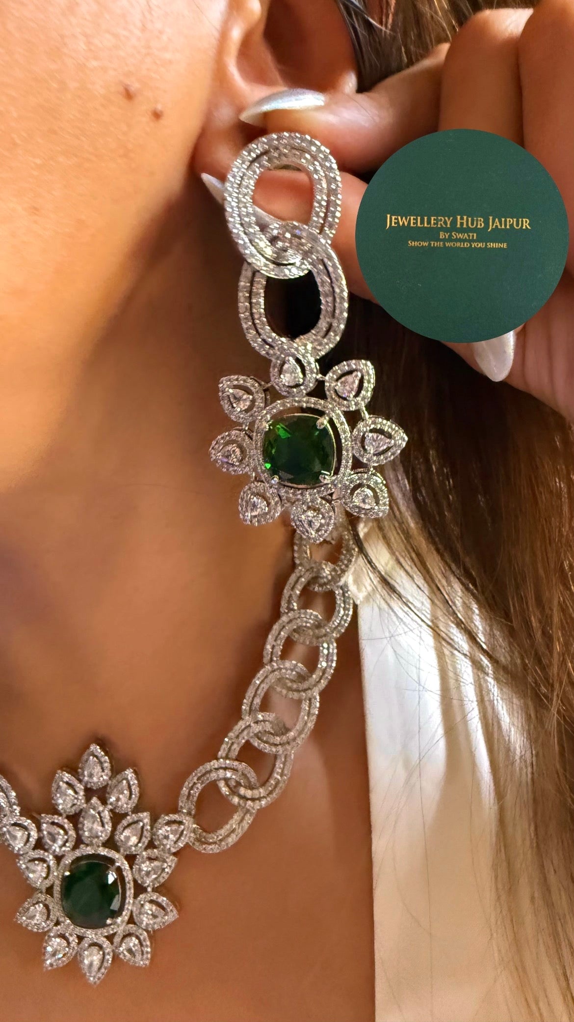 Emerald designer floral necklace