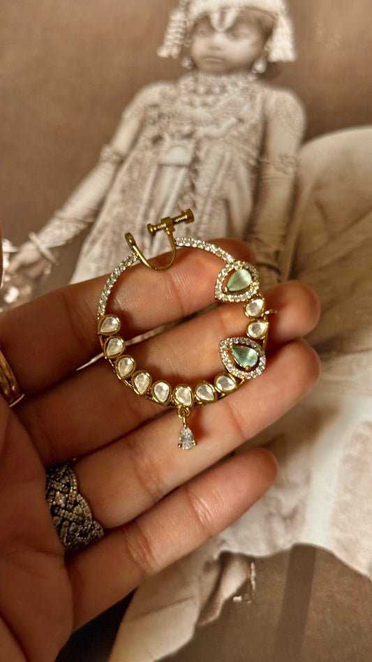 Mint doublet & moissanite nath