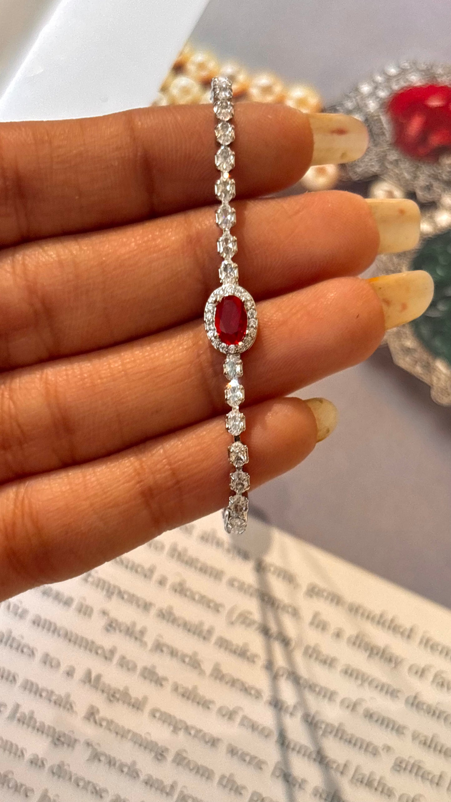 Ruby cz diamond adjustable bracelet
