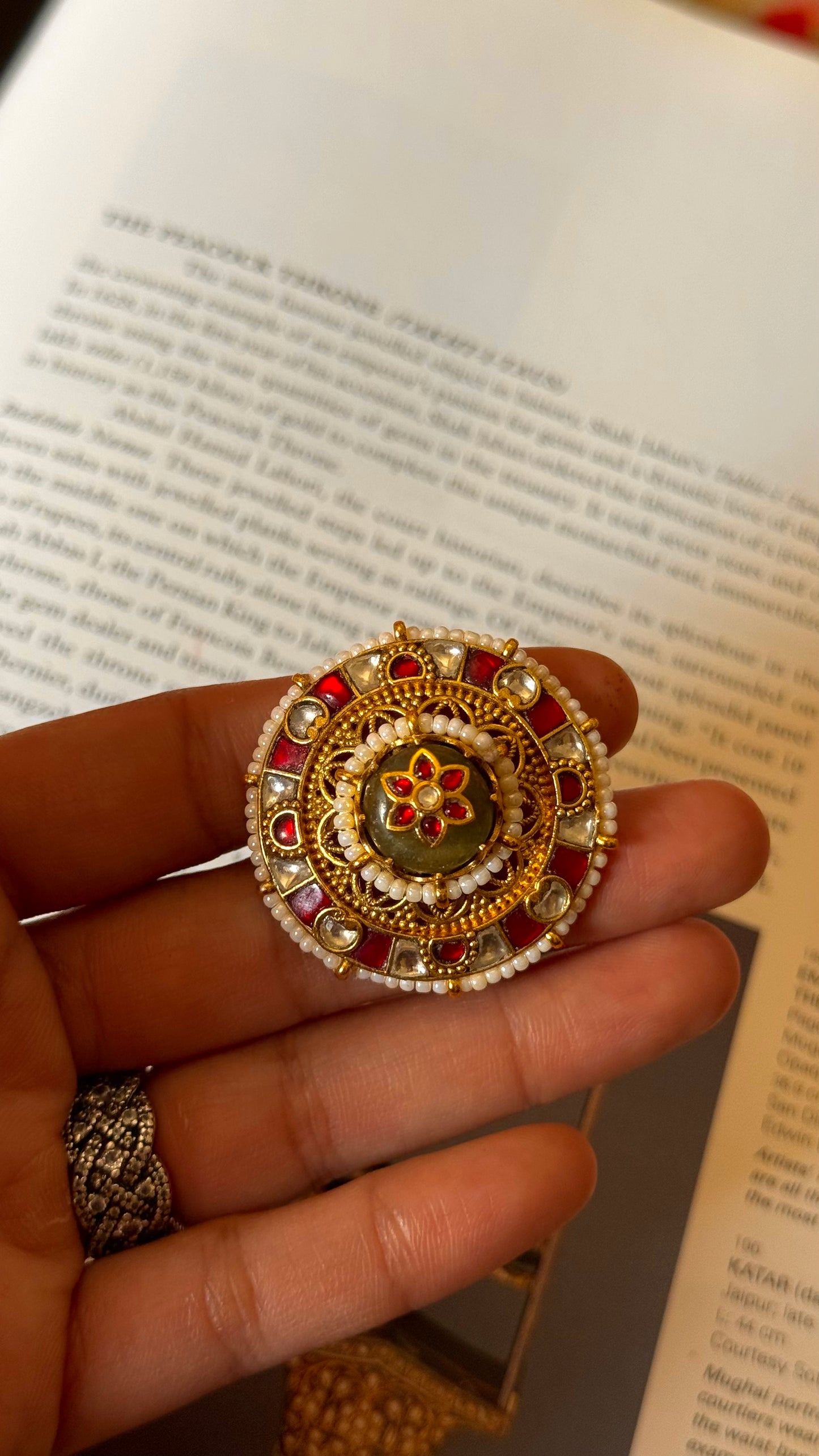 Mint floral inlay rajwada Ring