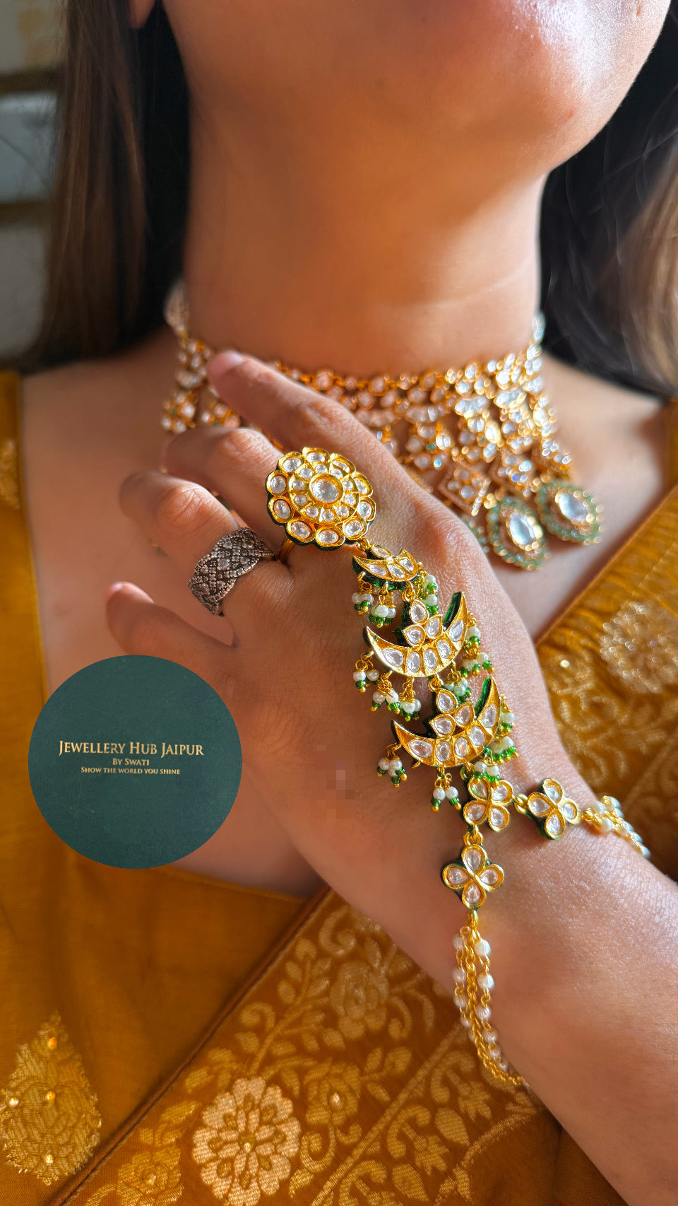 Meenakari gold hathphool