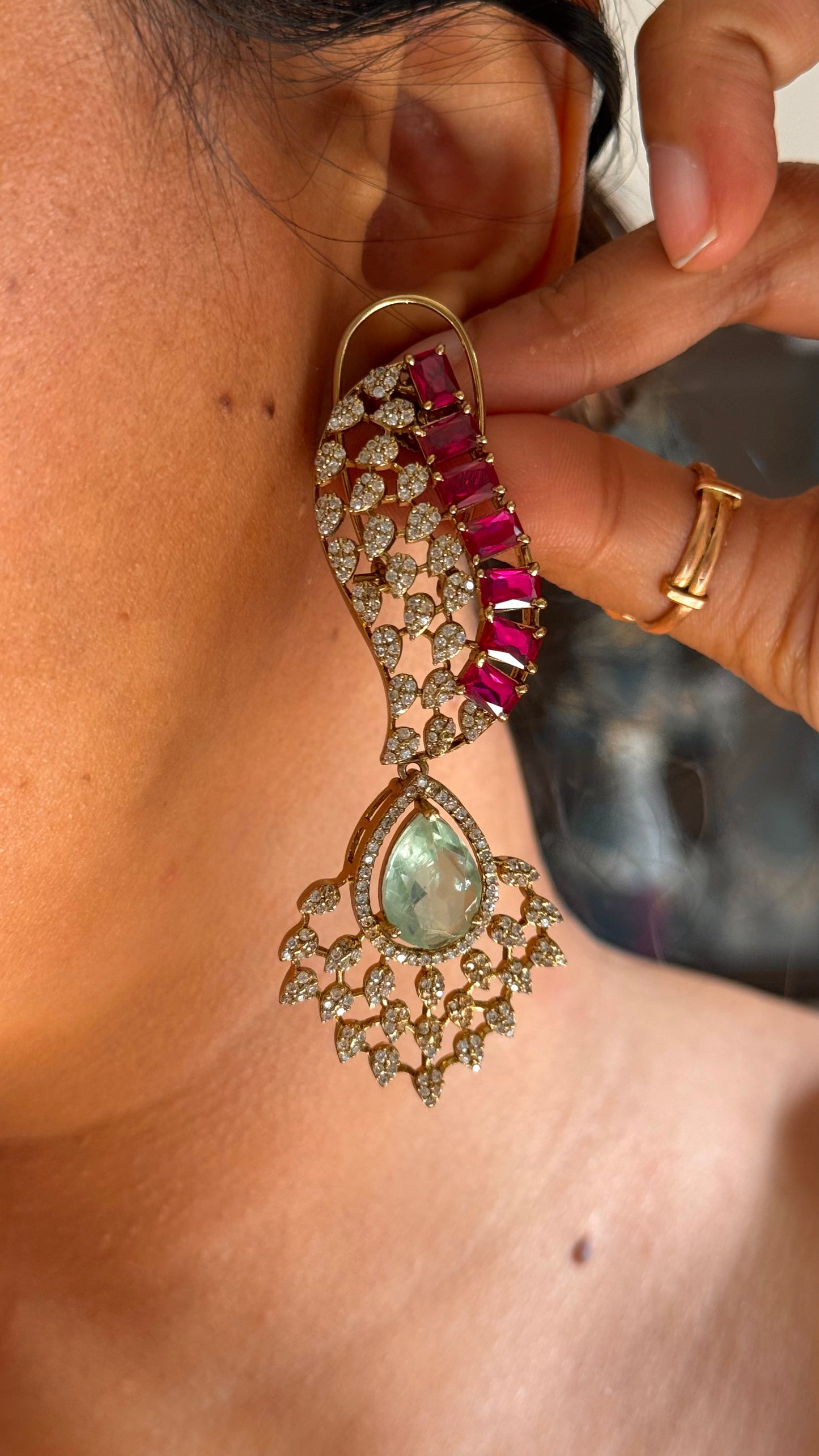 Rani pink mint doublet cocktail necklace