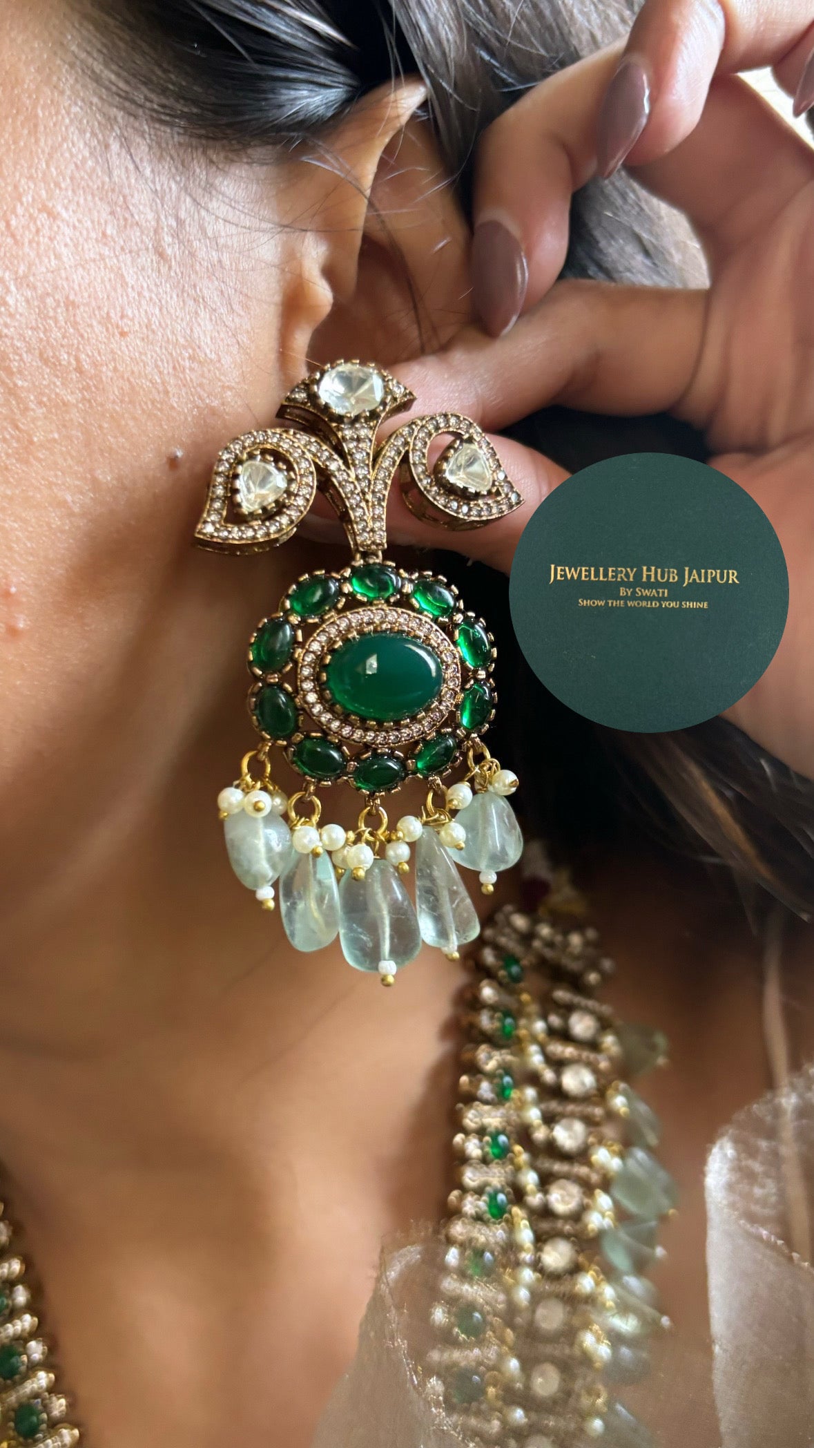 Emerald Moissanite rani haar