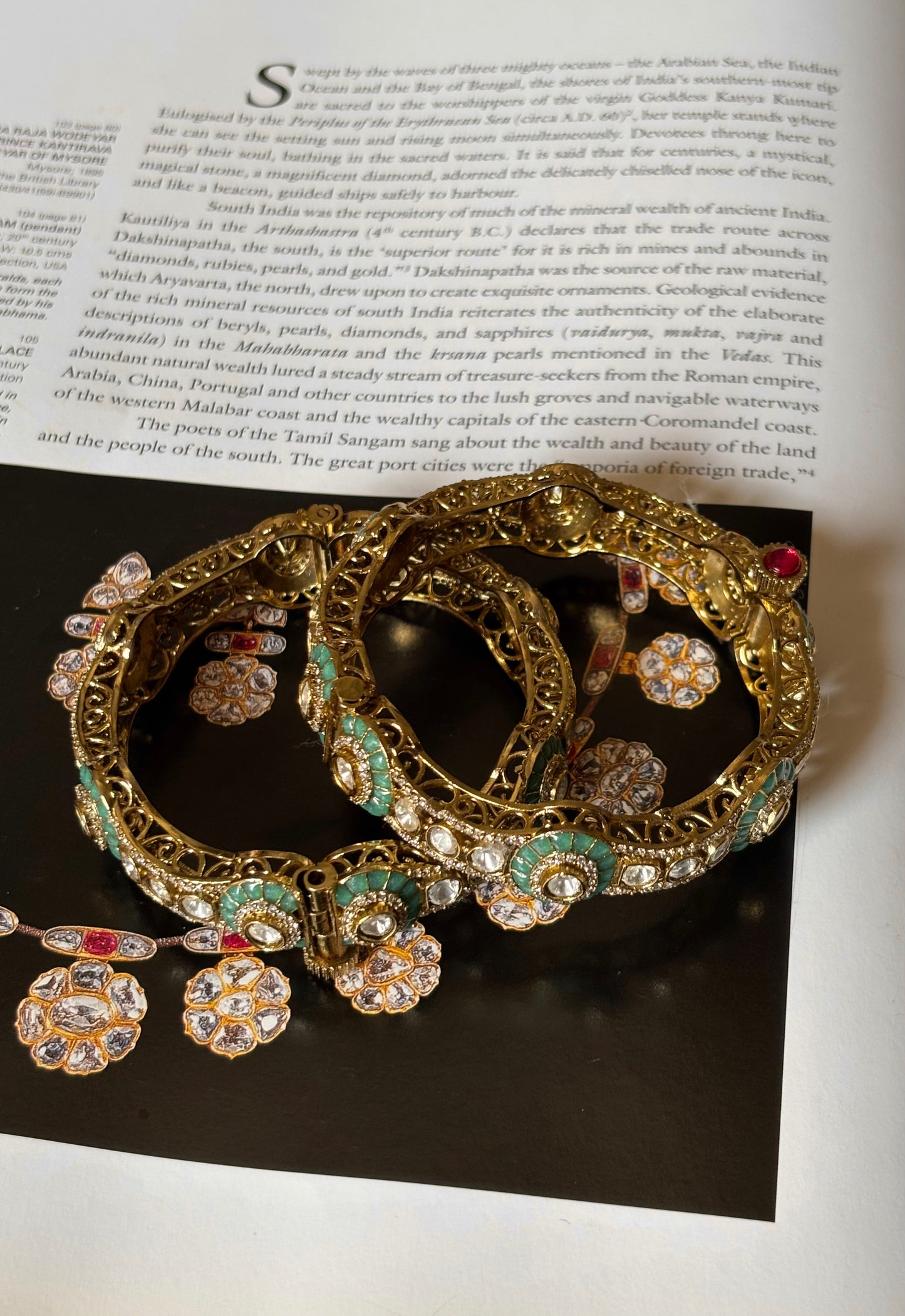 Mint katdana with moissanite polki openable bangles