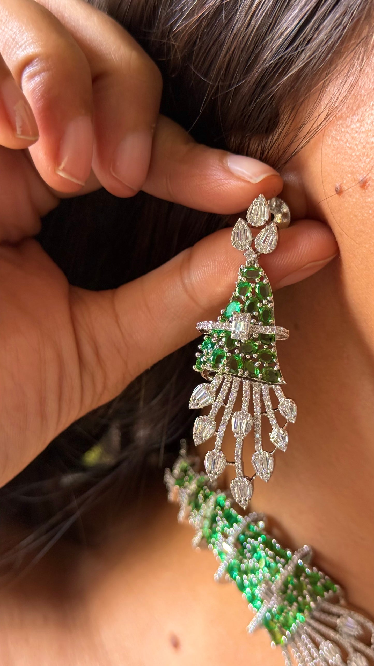 Emerald leafy designer diamond cocktail Necklace