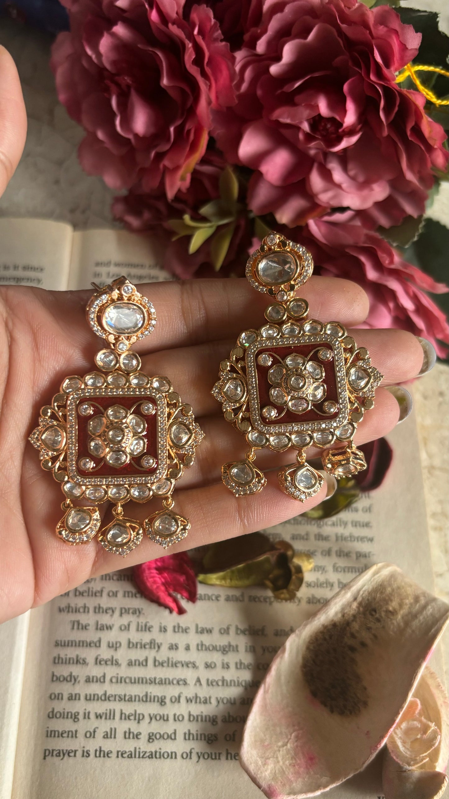 Ruby Moissanite polki earrings