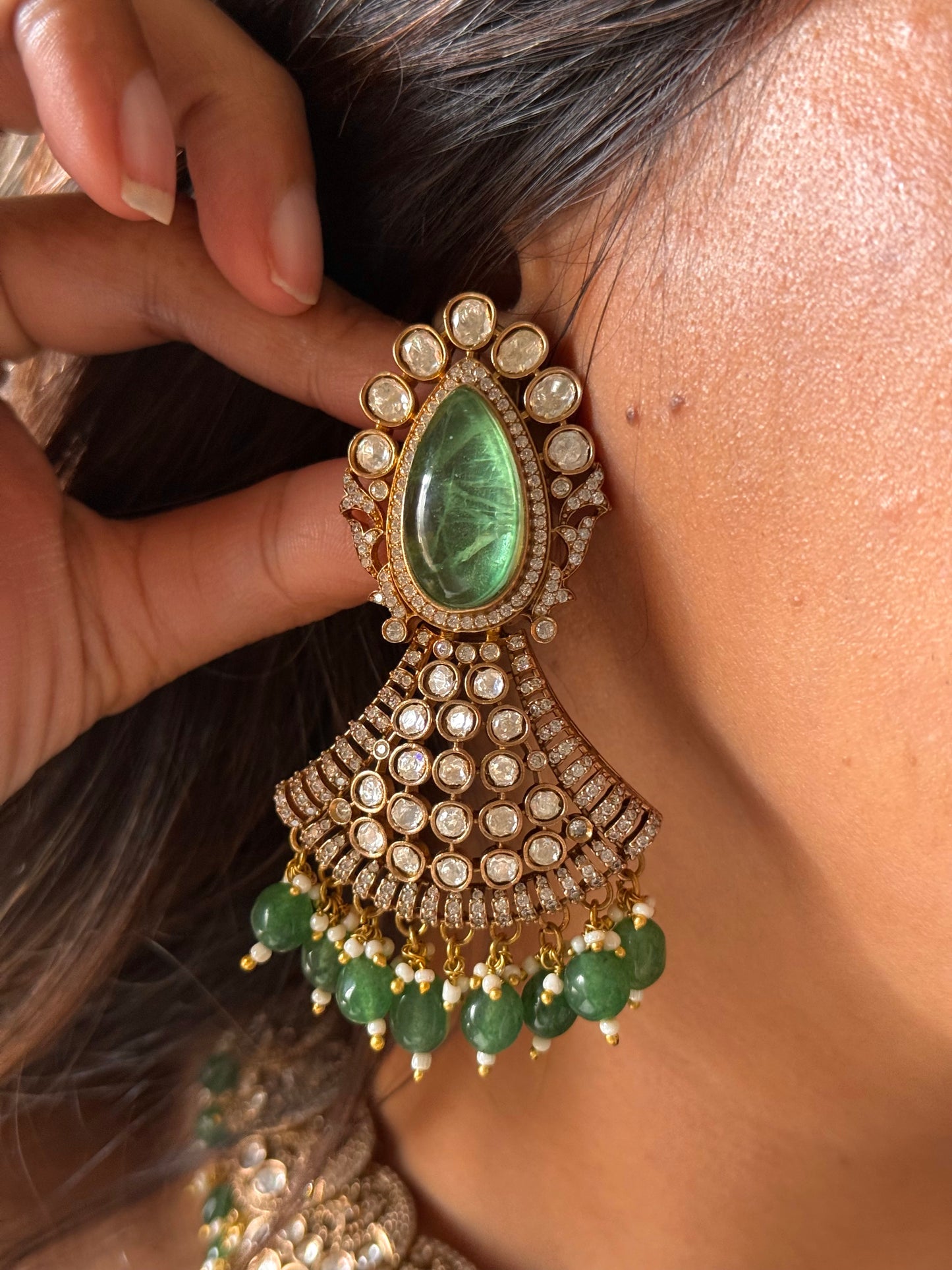 Emerald Victorian designer collar Necklace