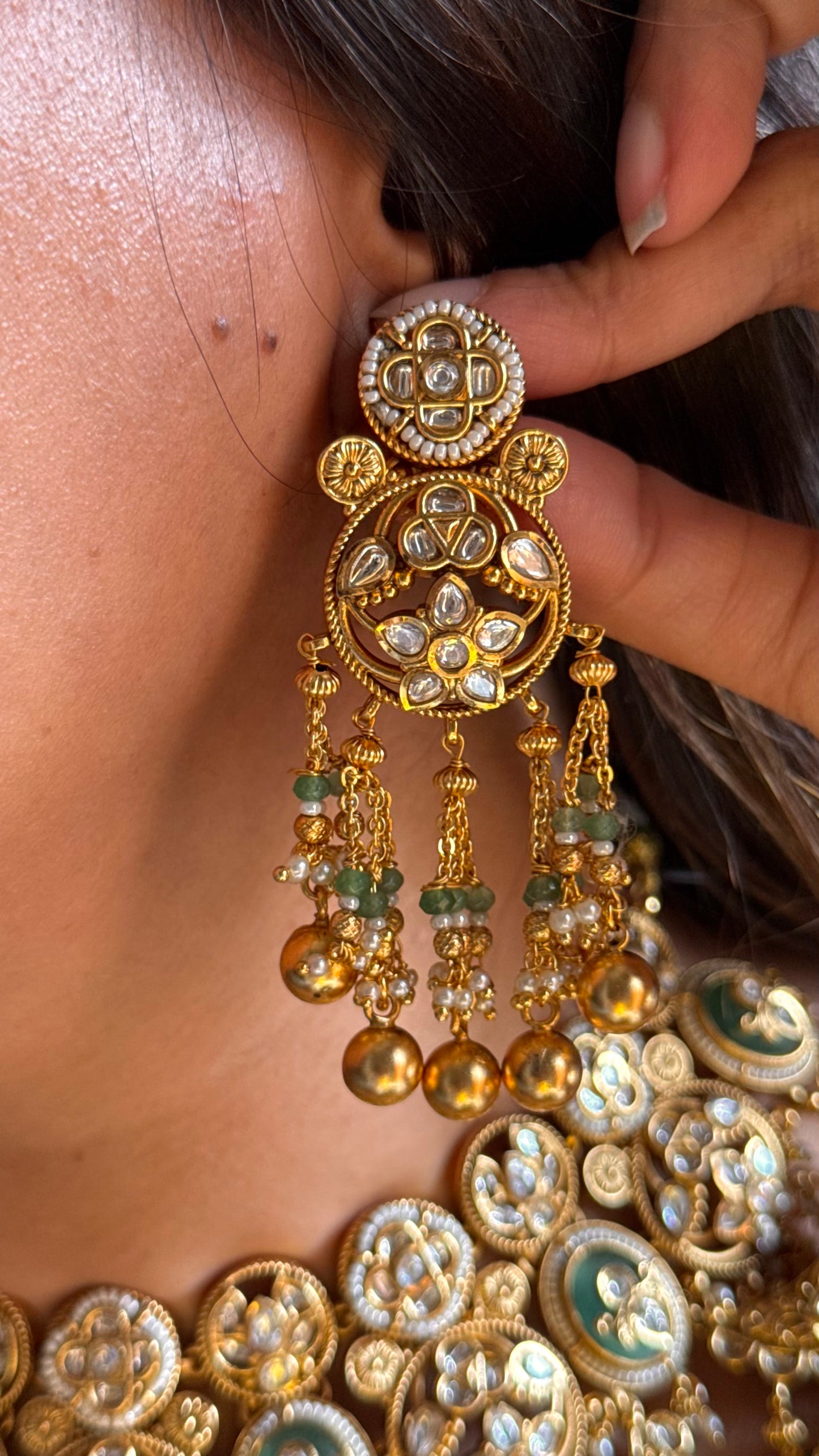 Mint heritage half moon rajwada bridal Necklace