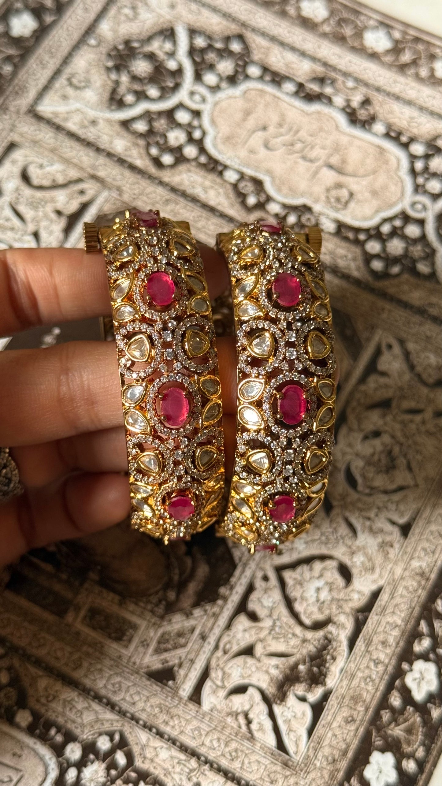Rani pink doublet moissanite openable bangle