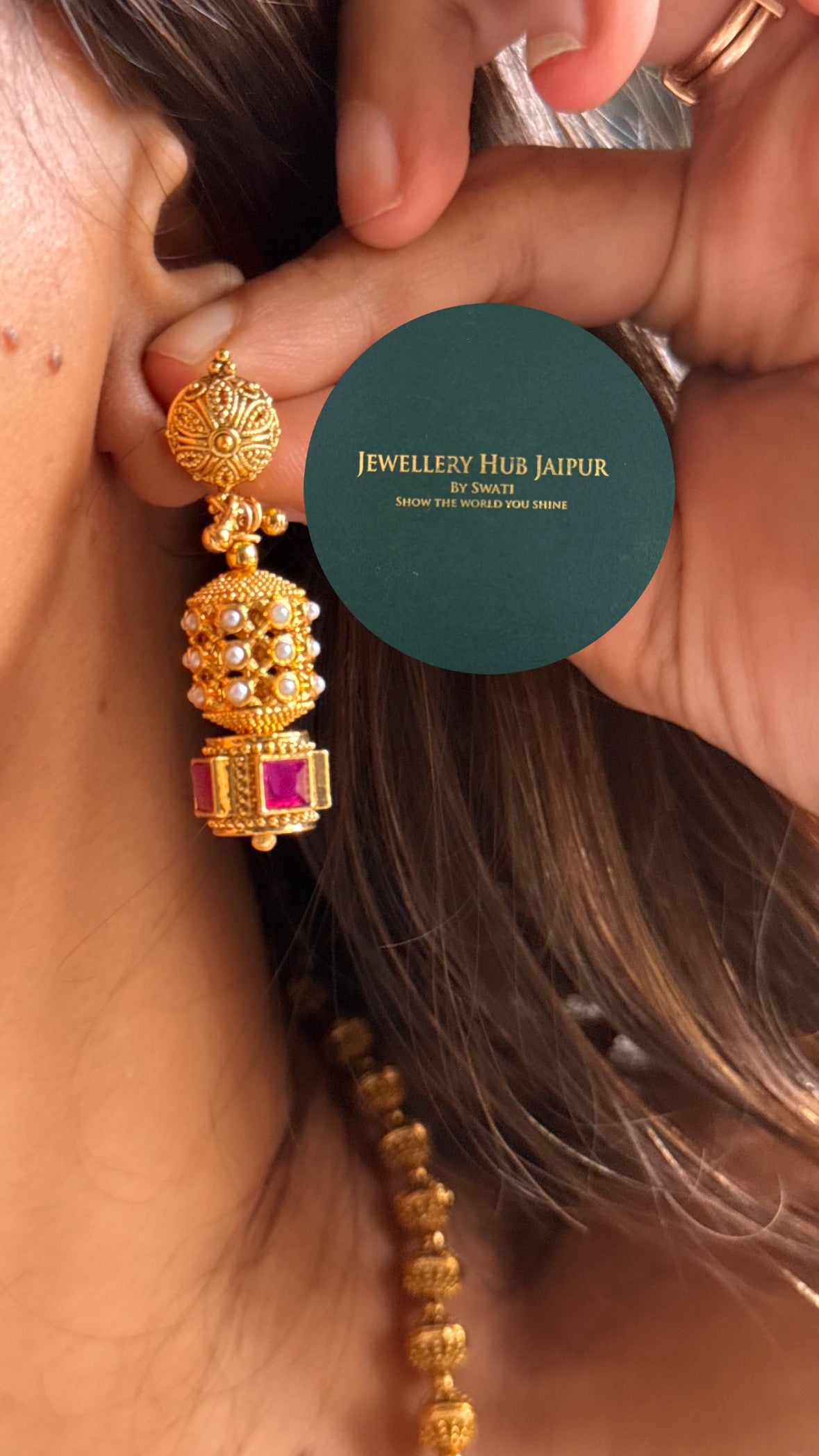 Rani pink & emerald rajwada string set