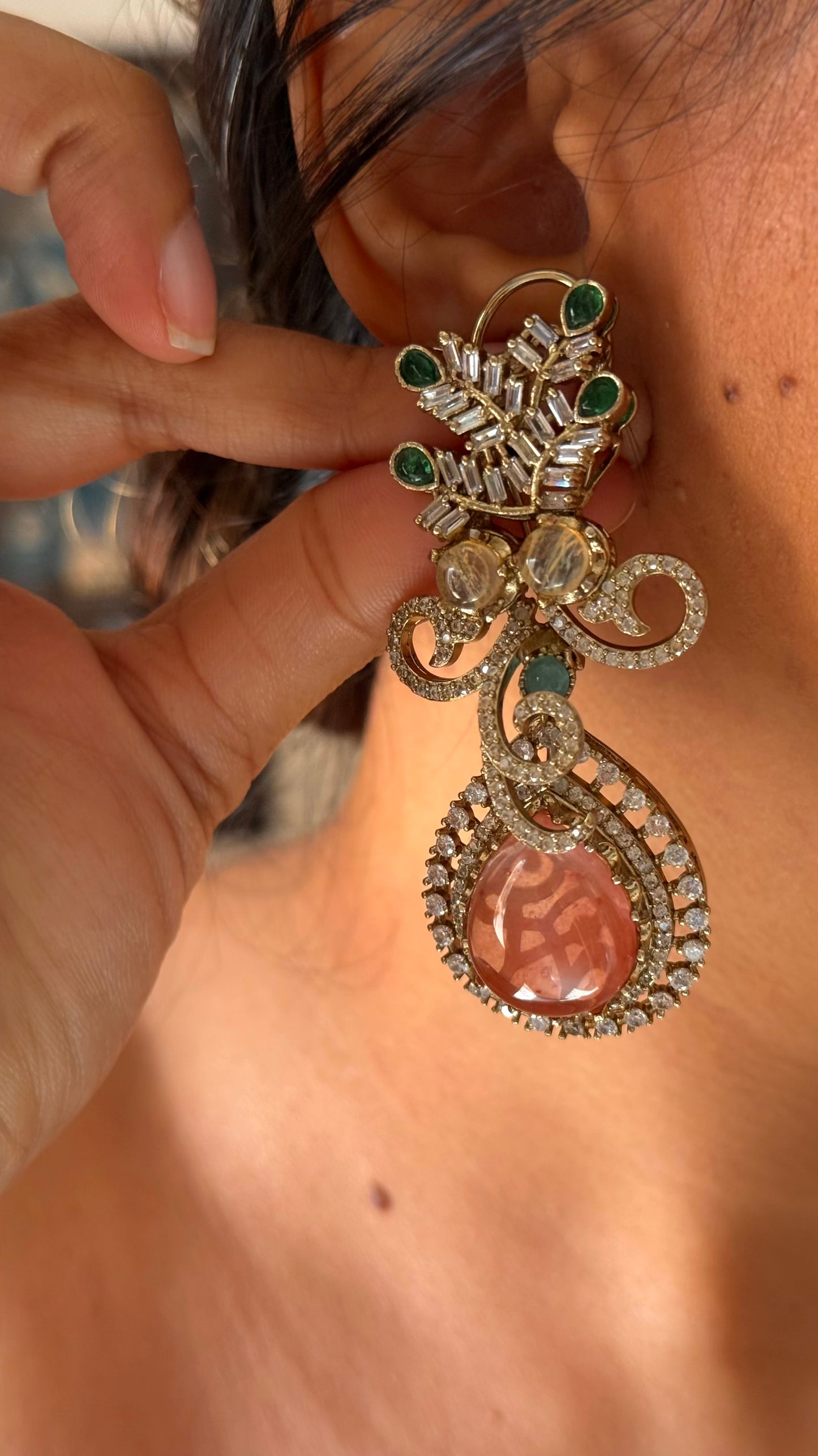 Sabyasachi inspired peach floral cocktail necklace