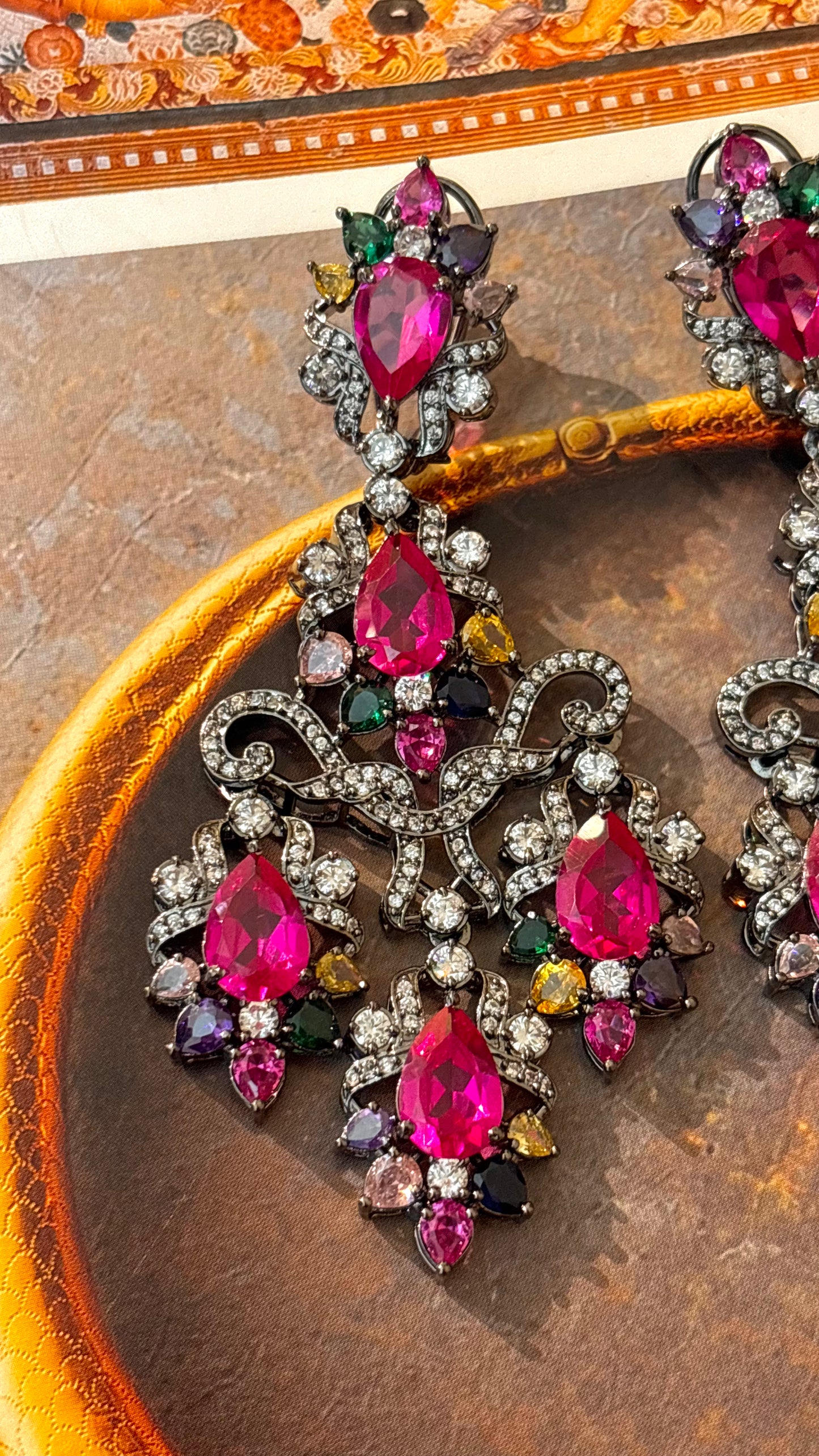 Hot Pink & Multi colour Swarovski danglers