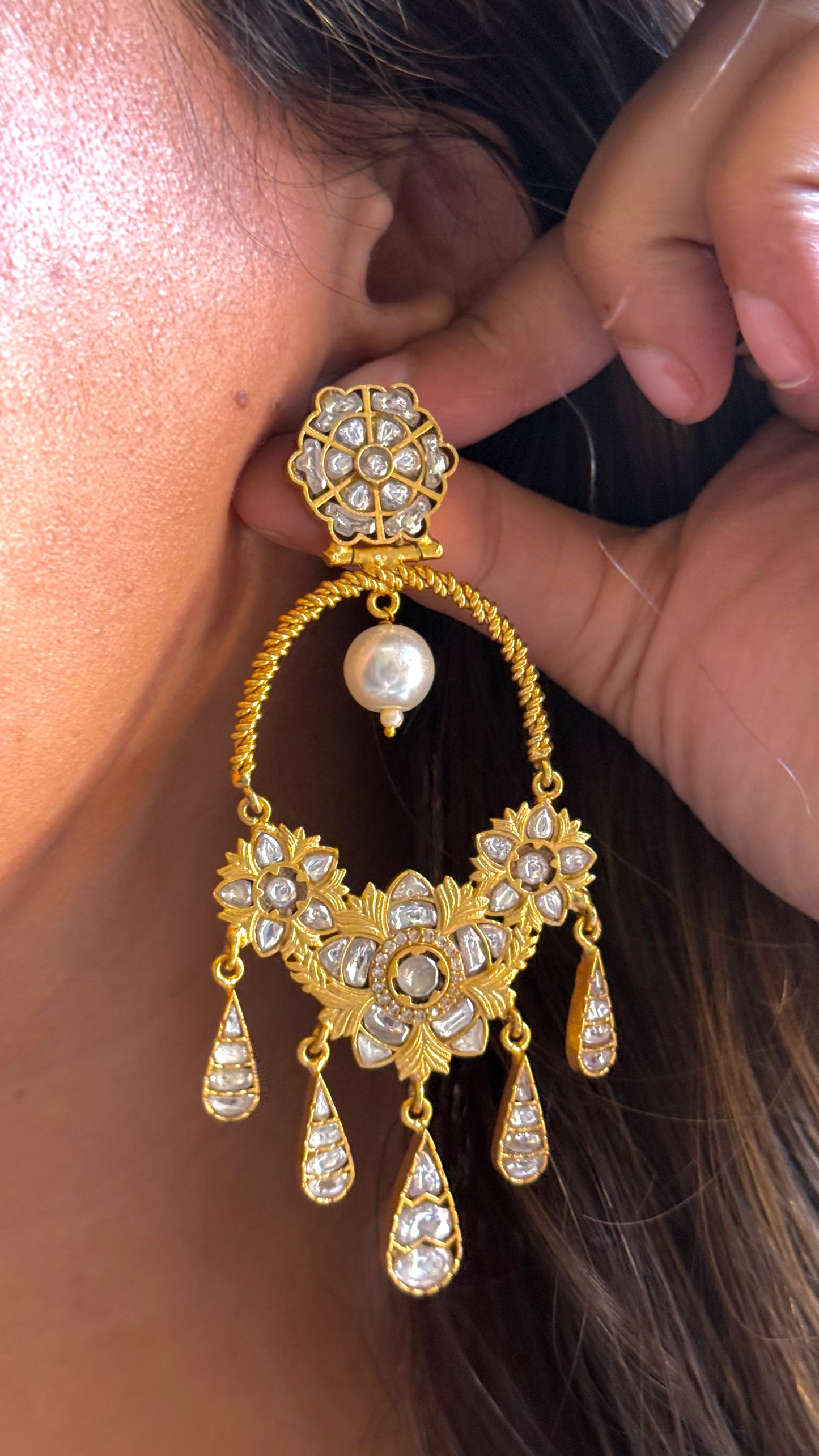Amrapali inspired polki danglers