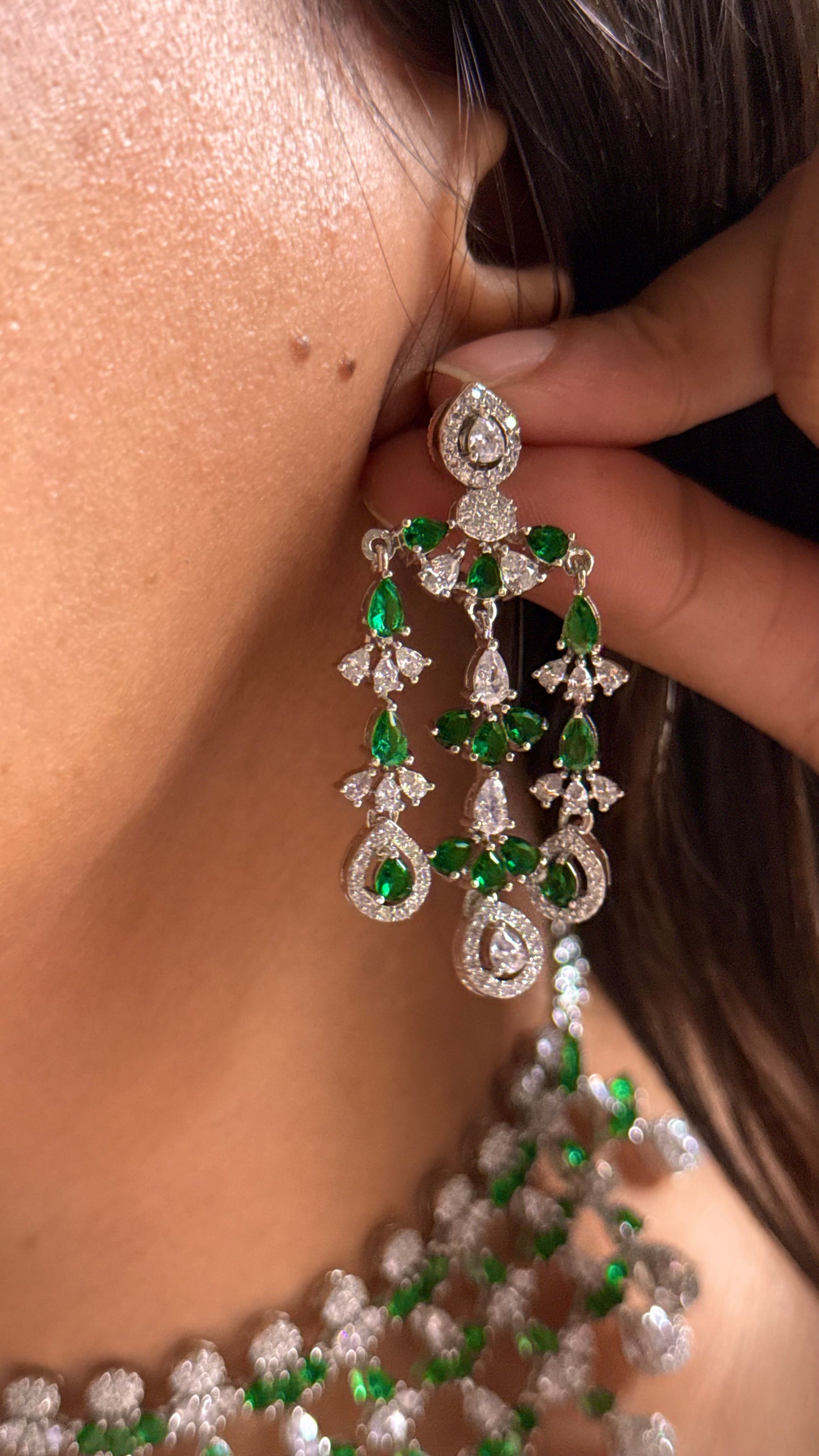 Emerald cz diamond necklace