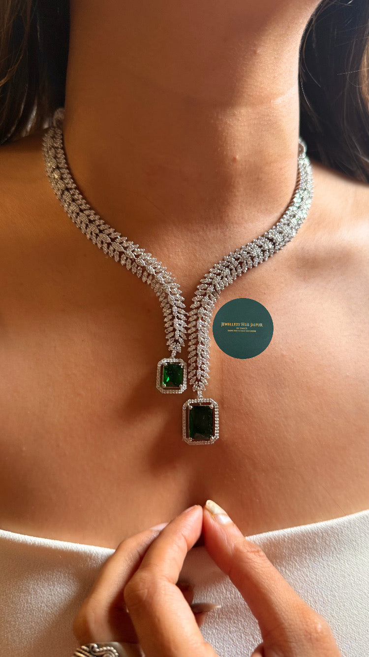 Emerald doublet cocktail design diamond collar set