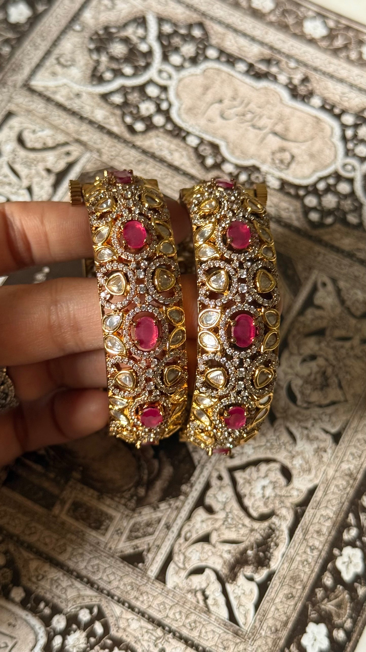 Rani pink doublet moissanite openable bangle