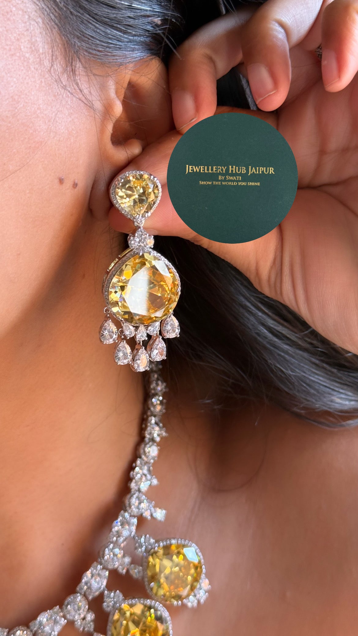 Citrine doublet cz diamond cocktail collar set