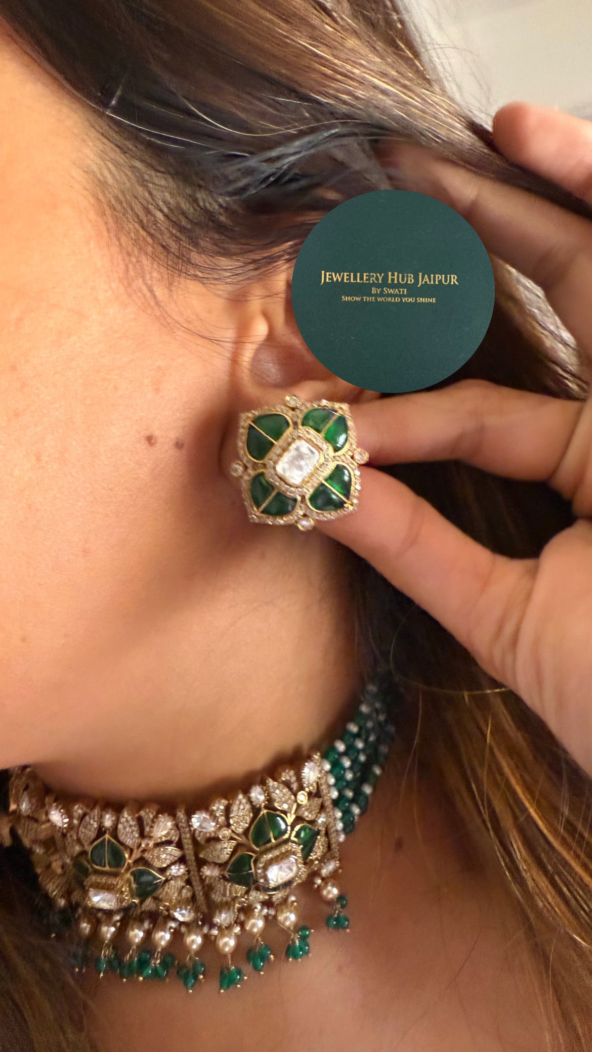 Naina emerald katdana moissanite choker